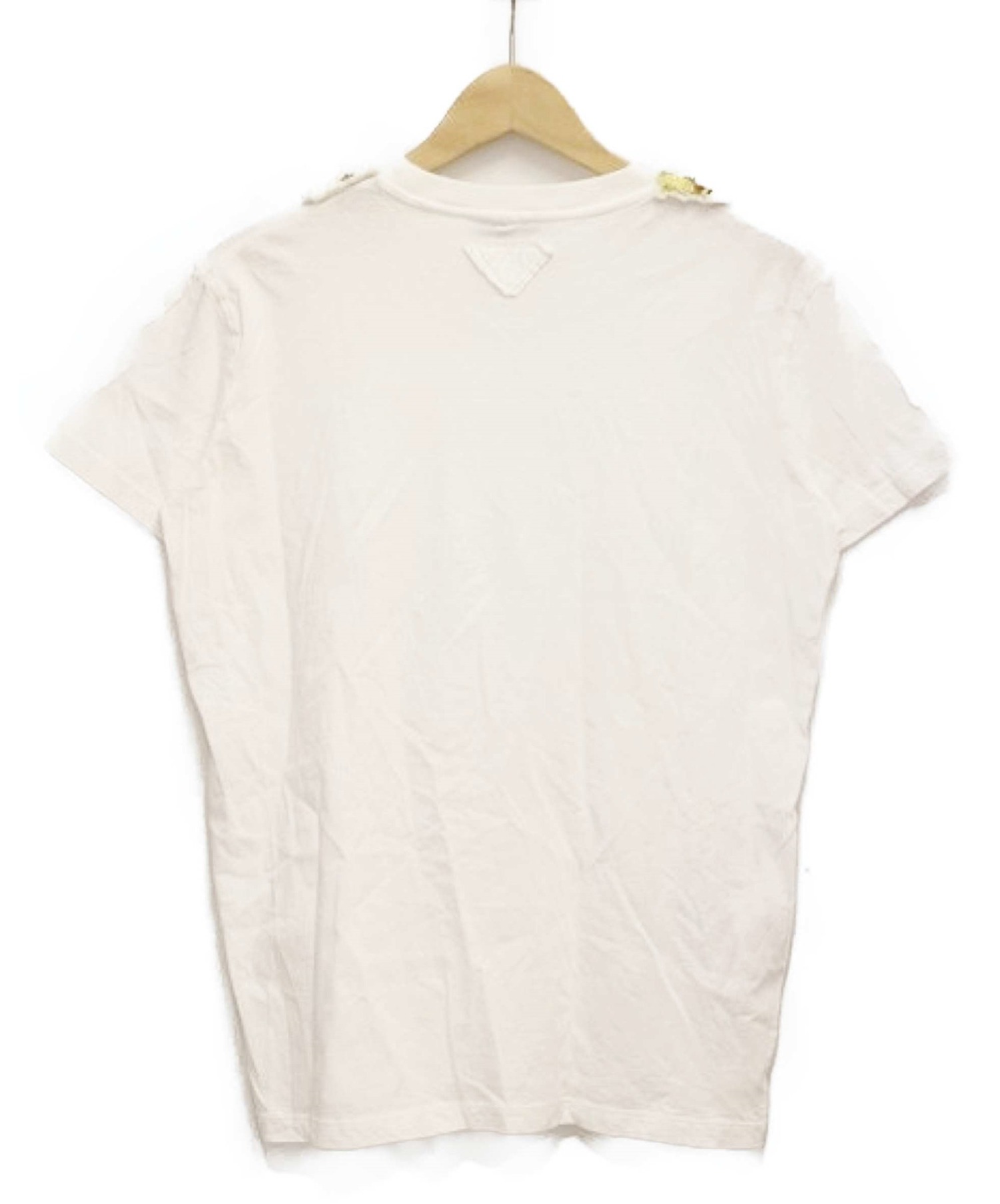 中古・古着通販】PRADA (プラダ) ネック装飾Tシャツ ホワイト サイズ:S