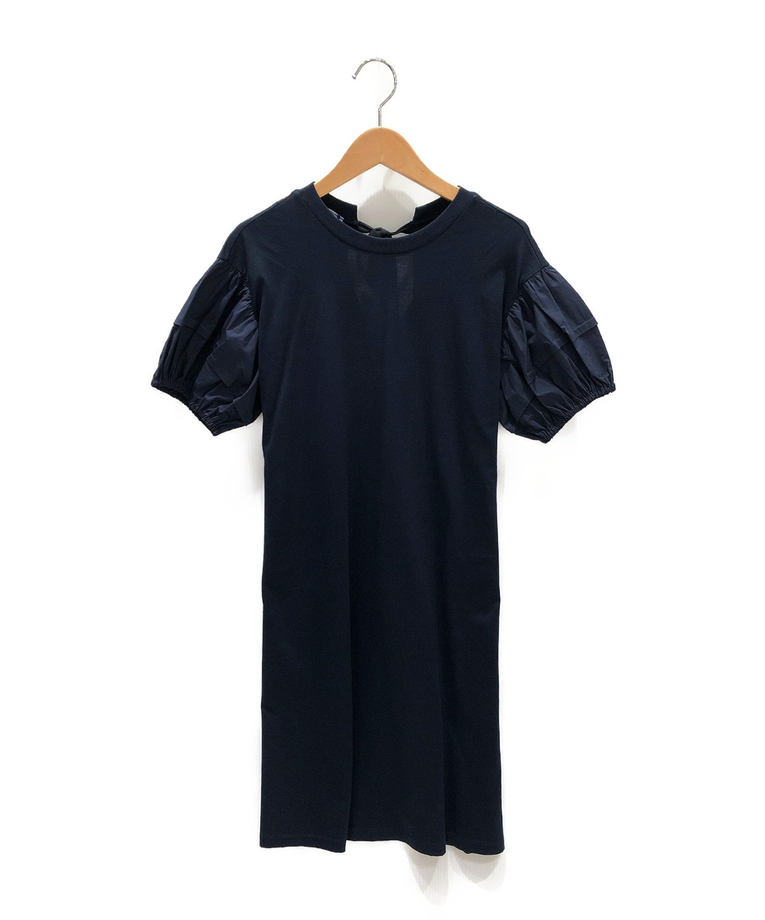 中古・古着通販】PRADA (プラダ) パフスリーブワンピース ネイビー