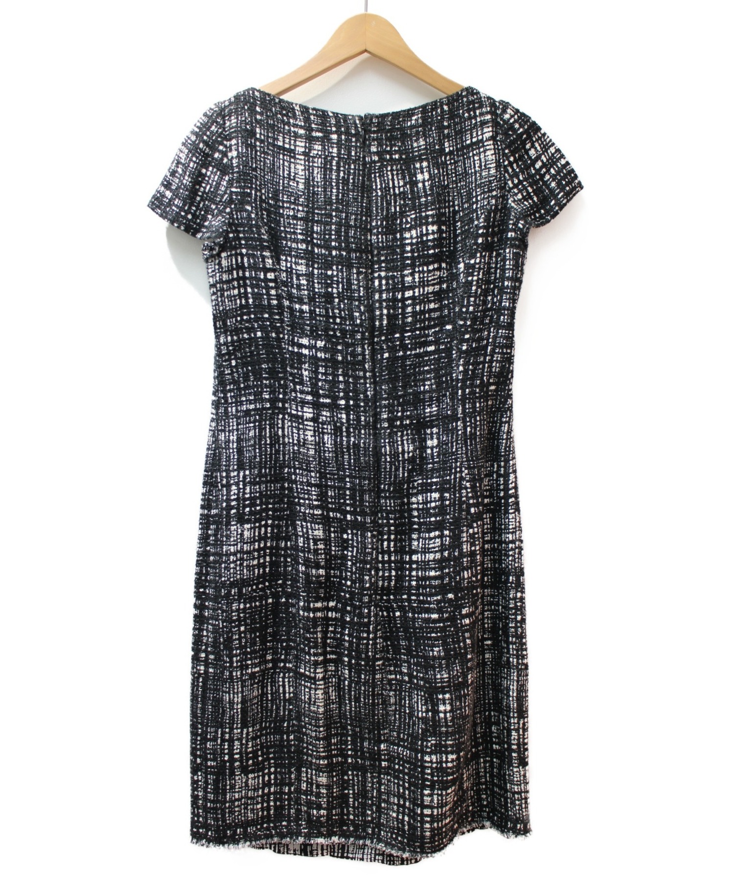 中古・古着通販】PRADA (プラダ) チェックツイードワンピース ブラック