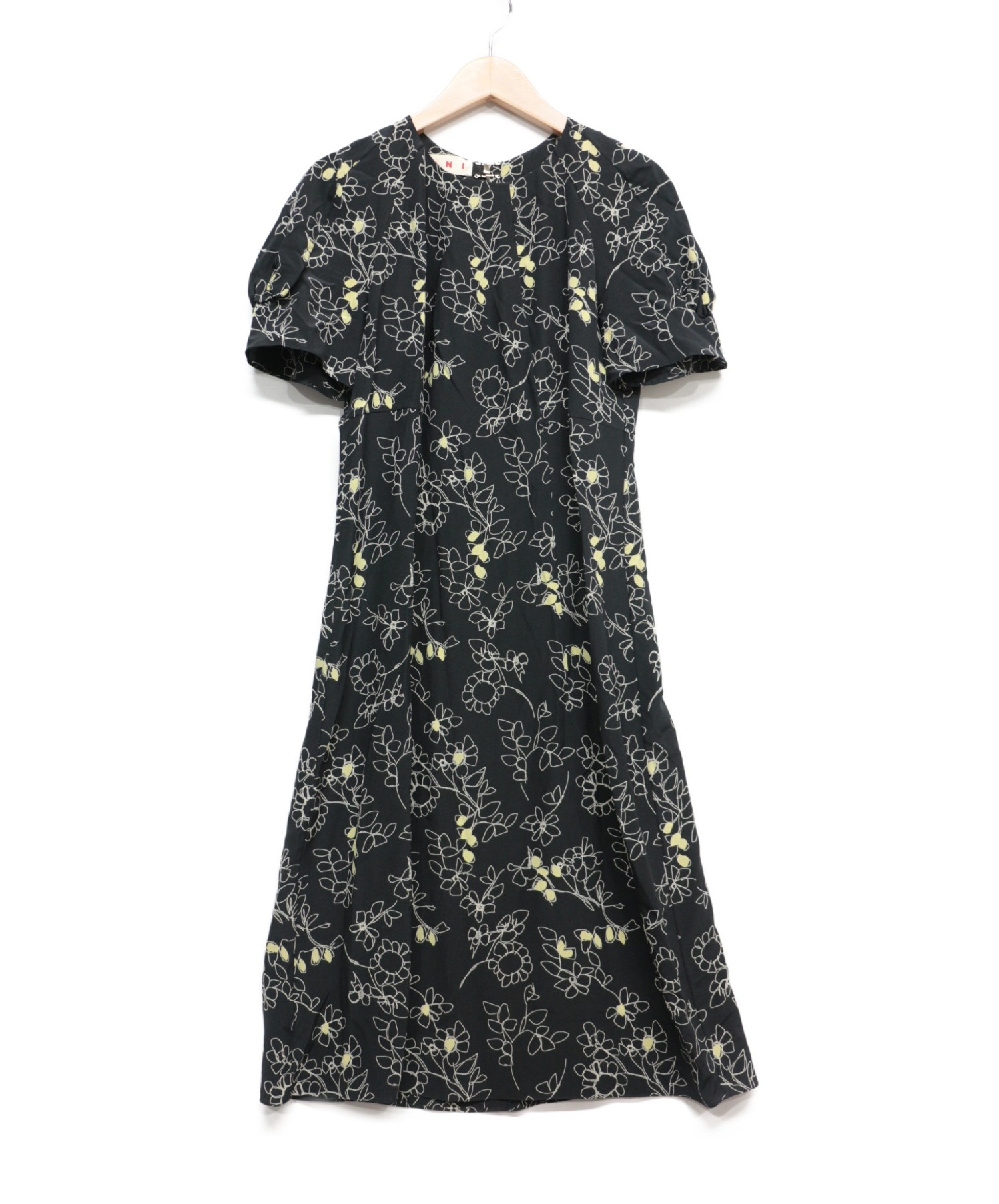 MARNIマルニ変形プリントワンピース40サイズ 中古・古着通販】MARNI (マルニ) ワンピース ブラック サイズ:40