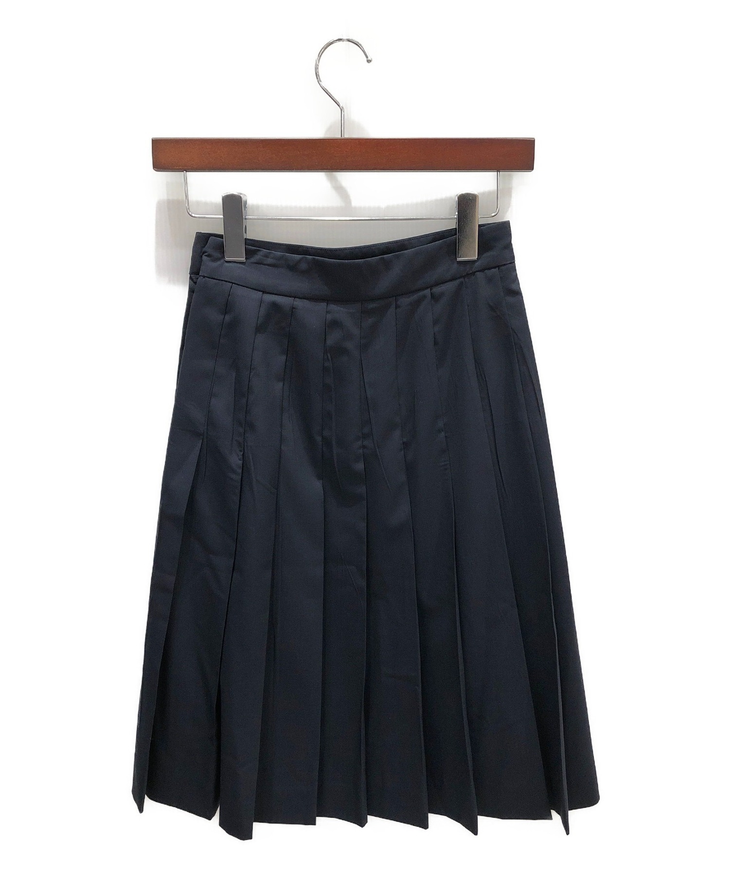 美品✨PRADA　ひざ丈プリーツスカート　ネイビー　36 中古・古着通販】PRADA (プラダ) プリーツスカート ネイビー サイズ:36