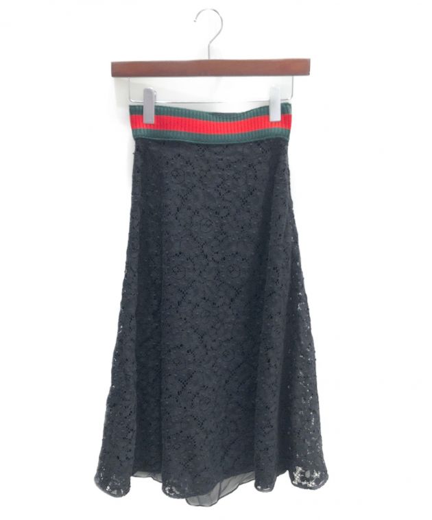 【美品】GUCCI シェリーライン　レーススカート 中古・古着通販】GUCCI (グッチ) レーススカート ブラック サイズ:36