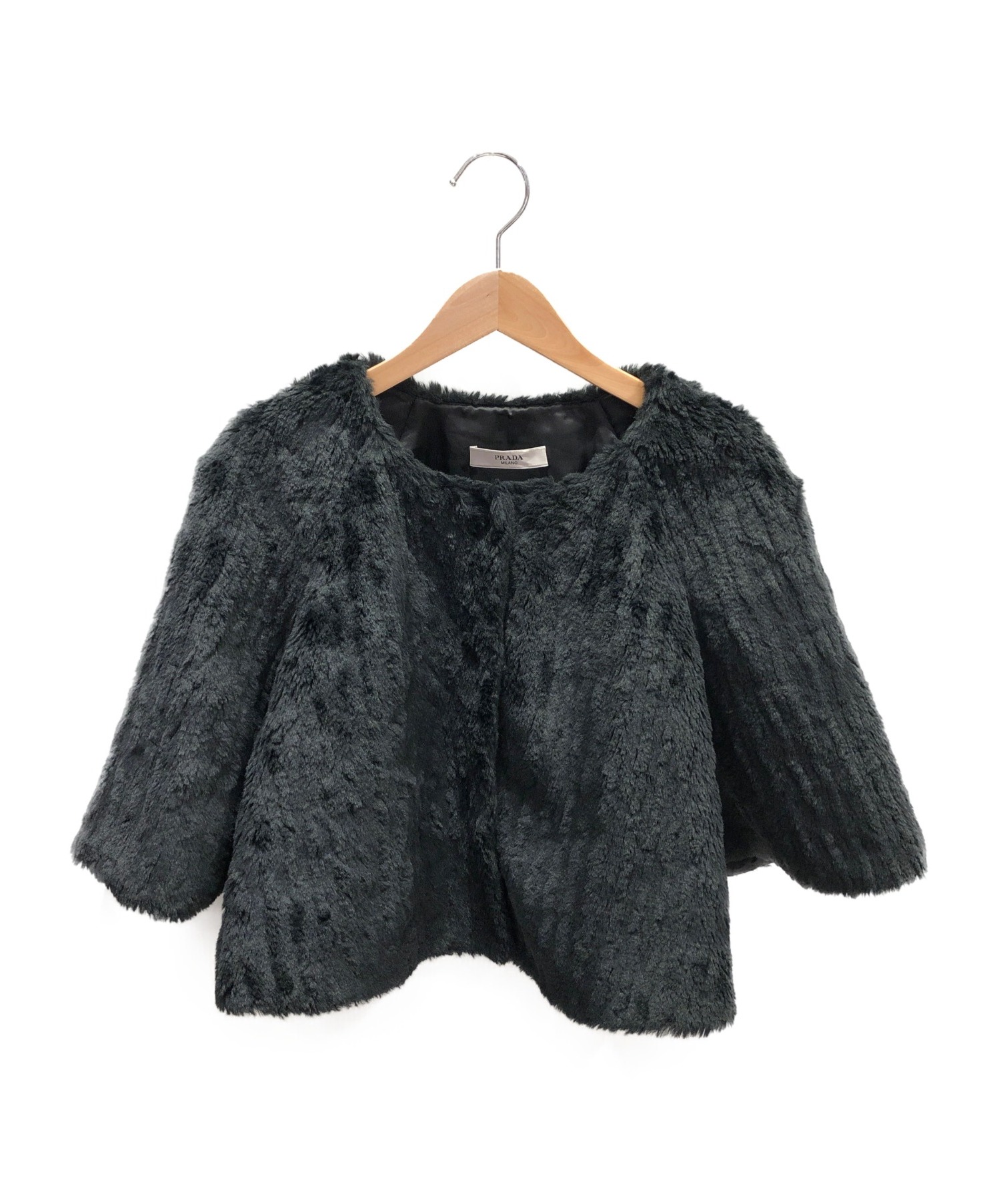 中古・古着通販】PRADA (プラダ) フェイクファージャケット ブラック 