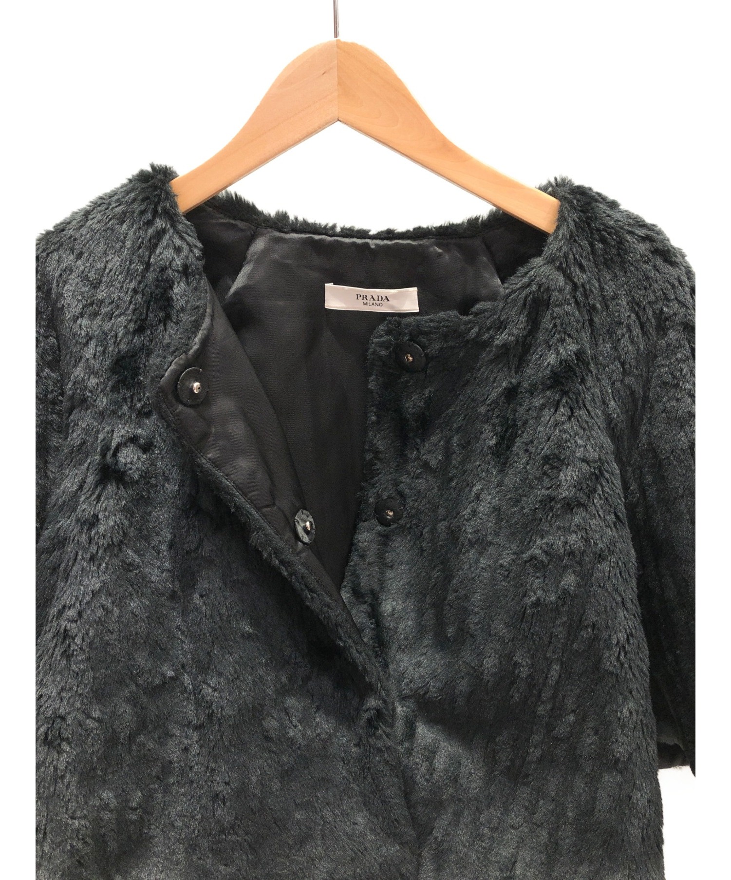中古・古着通販】PRADA (プラダ) フェイクファージャケット ブラック