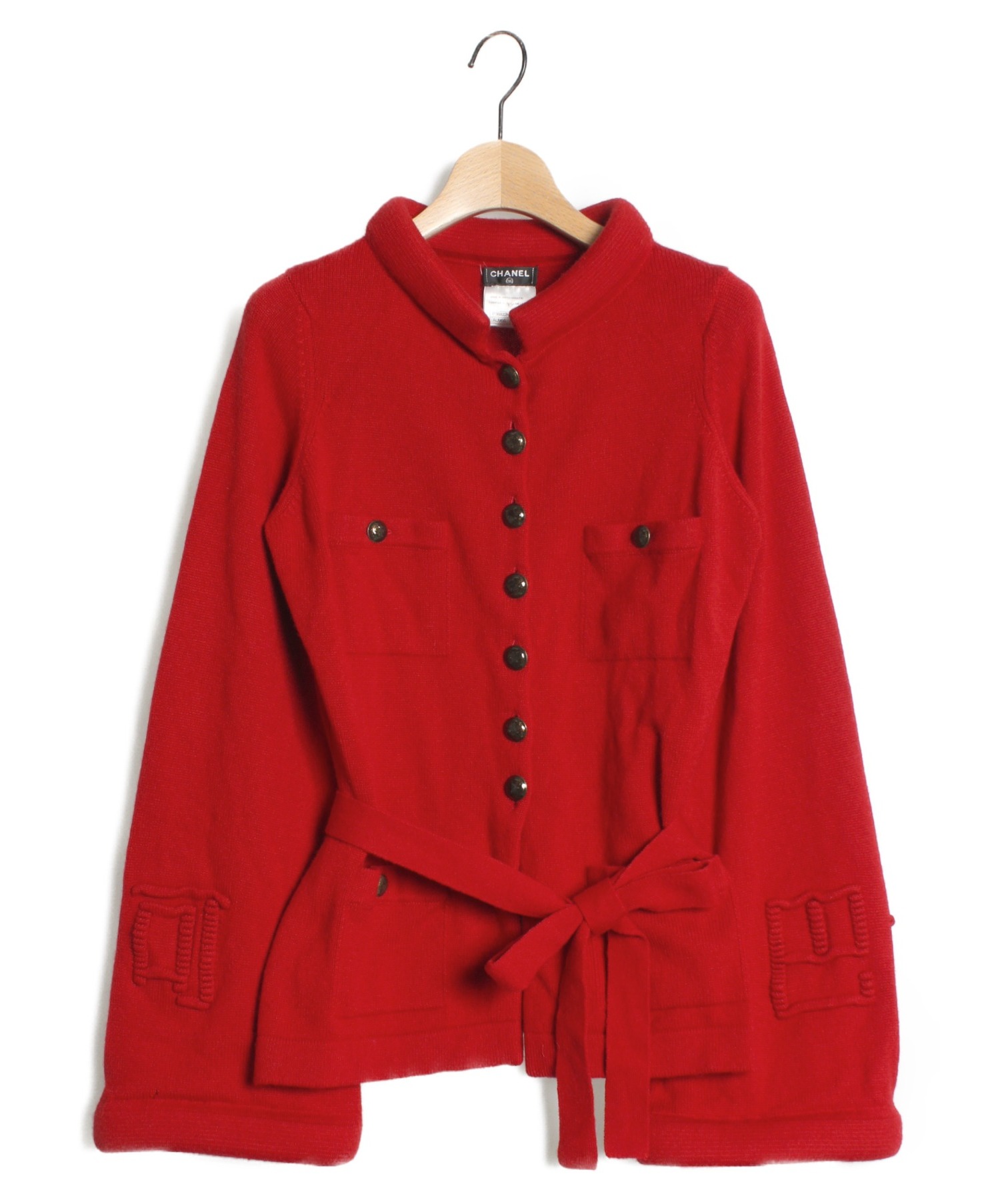 中古・古着通販】CHANEL (シャネル) ニットカーディガン レッド サイズ