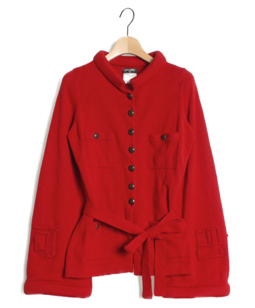 【断捨離】シャネル♡未使用美品　ニットカーディガン 中古・古着通販】CHANEL (シャネル) ニットカーディガン レッド サイズ