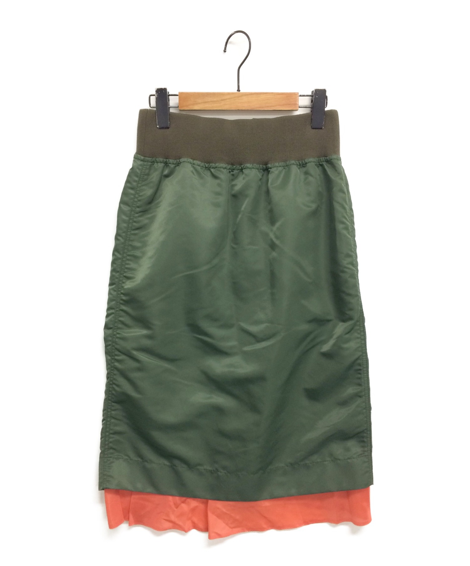 中古・古着通販】sacai (サカイ) フロントZIPスカート オリーブ サイズ