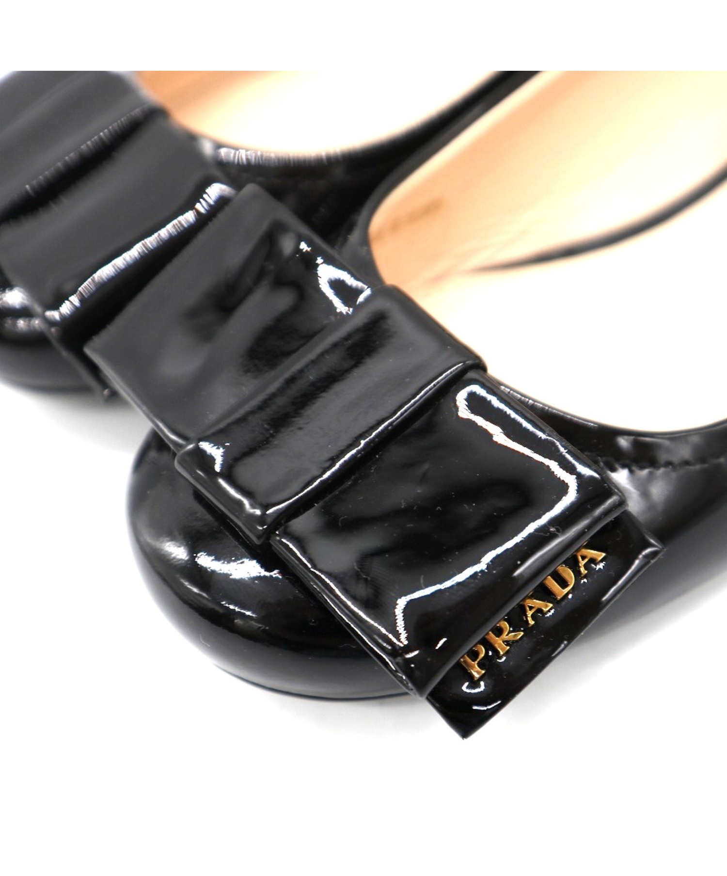 中古・古着通販】PRADA (プラダ) パテントリボンパンプス ブラック