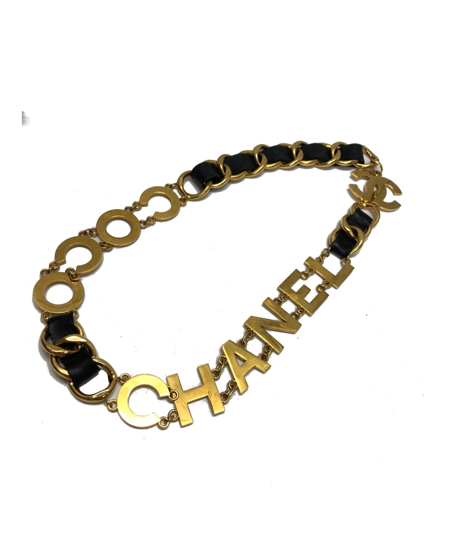 CHANEL ゴールドチェーンベルト CHANEL ゴールド レザー チェーン ベルト