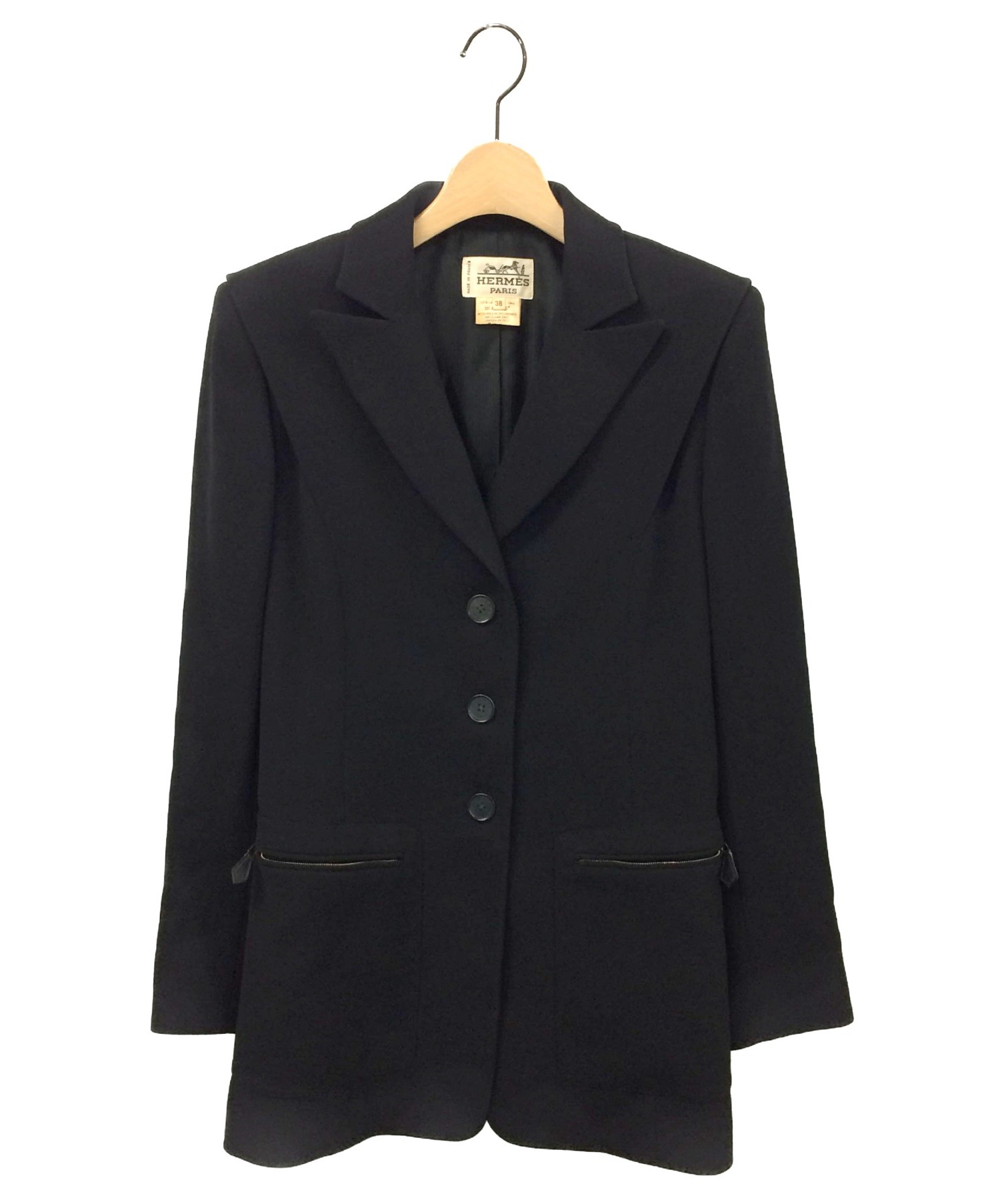 中古・古着通販】HERMES (エルメス) 3Bテーラードジャケット ブラック 