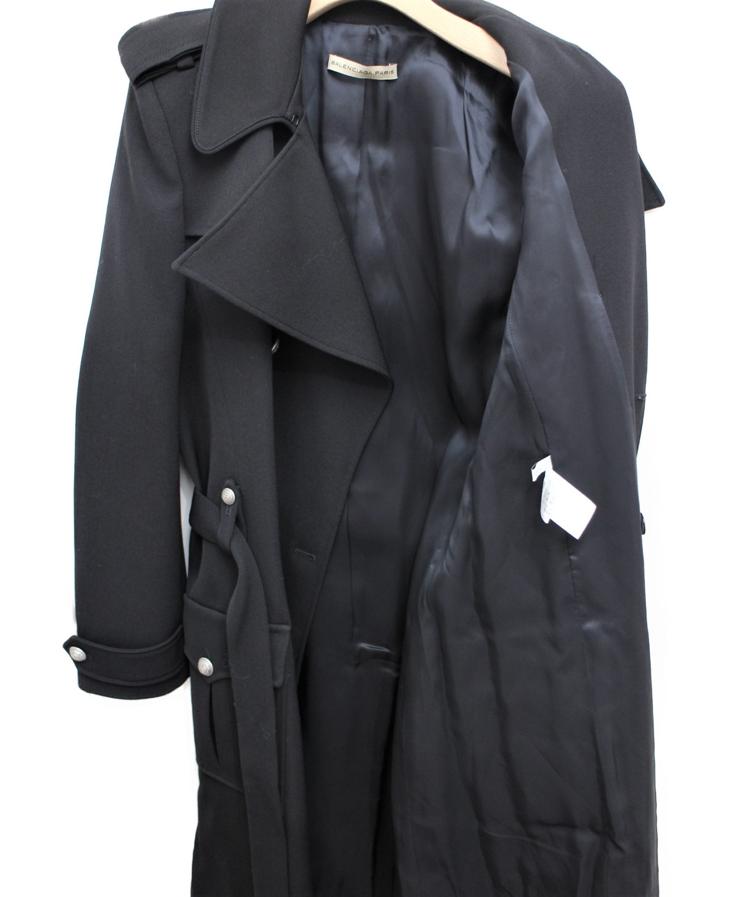 バレンシアガ 黒トレンチコート38 BALENCIAGA（バレンシアガ）トレンチコート 黒 サイズ:38(S位
