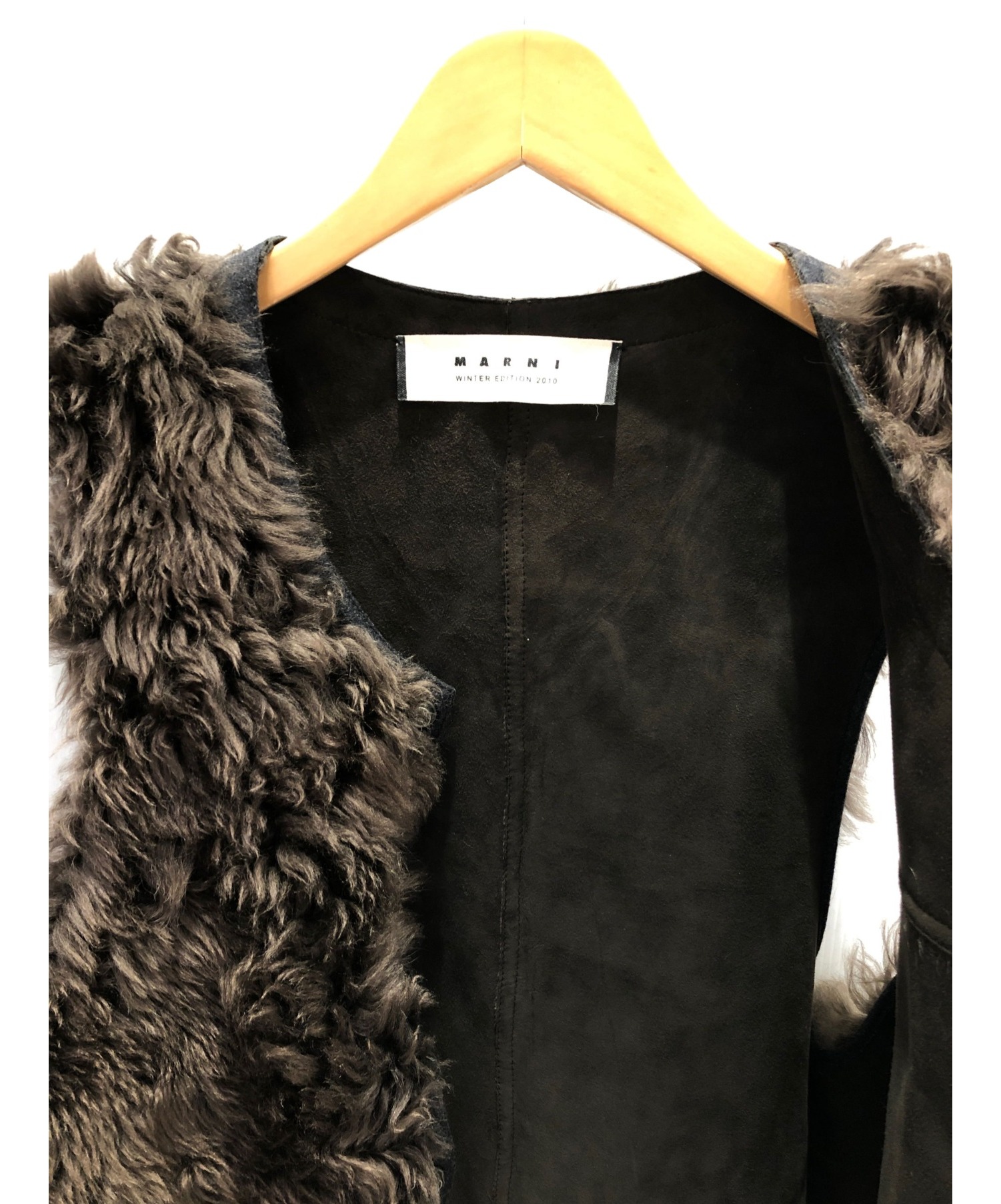 中古・古着通販】MARNI (マルニ) ムートンベスト ブラウン サイズ:42
