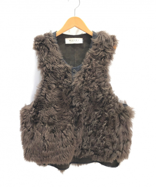 中古・古着通販】MARNI (マルニ) ムートンベスト ブラウン サイズ:42