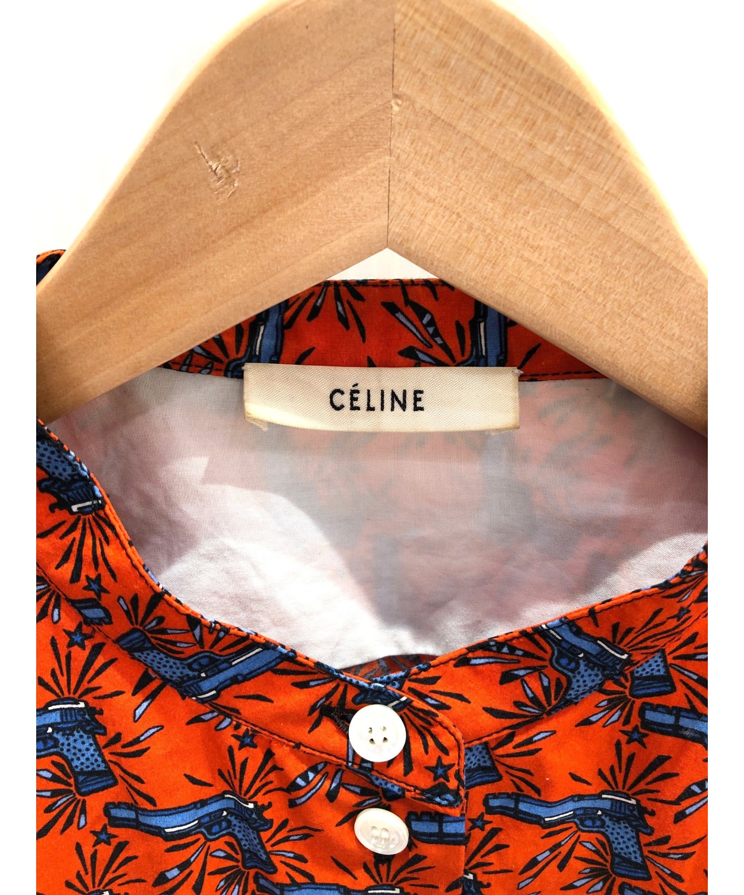 中古・古着通販】CELINE (セリーヌ) ピストル柄シャツ レッド サイズ