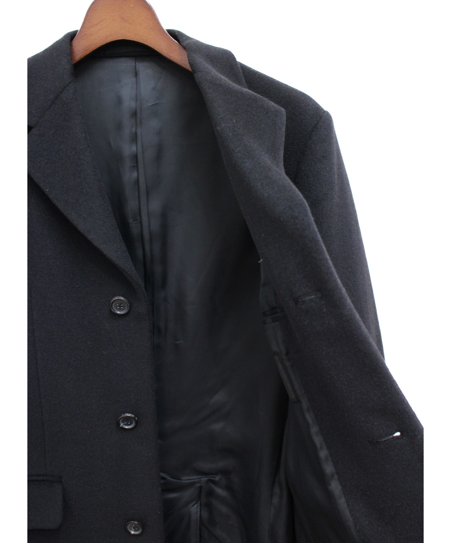 中古・古着通販】PRADA (プラダ) アンゴラ混チェスターコート ブラック