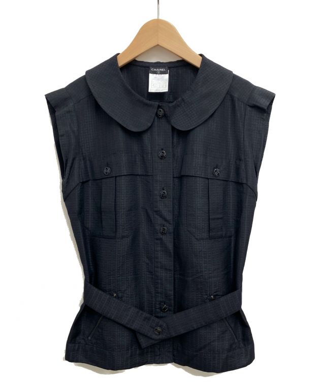 シャネルノースリーブ 中古・古着通販】CHANEL (シャネル) ノースリーブブラウス ブラック