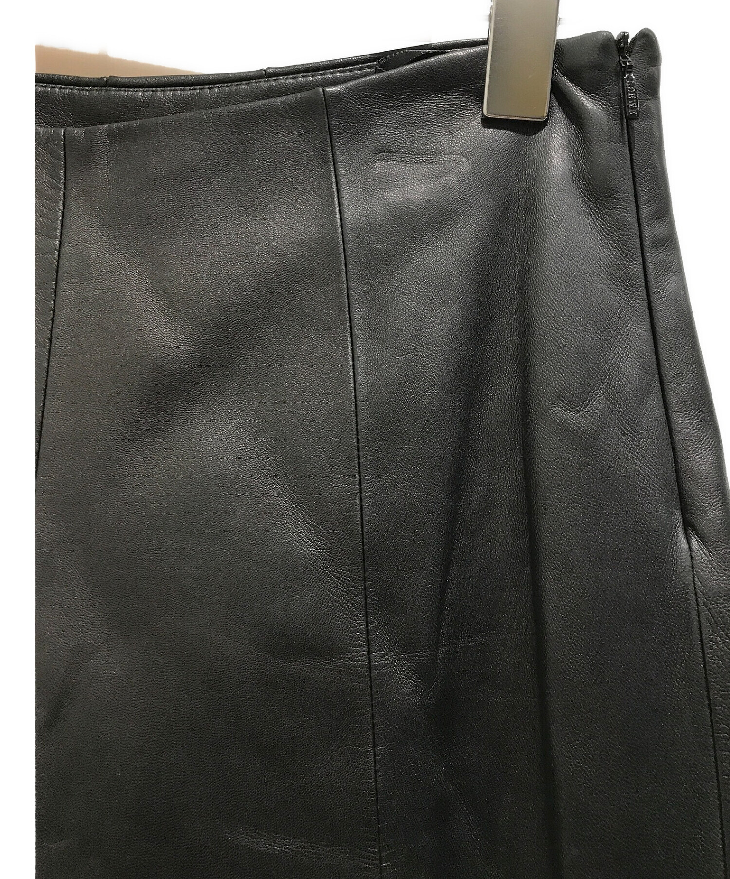 中古・古着通販】LOEWE (ロエベ) ラムレザーフレアパンツ ブラック 