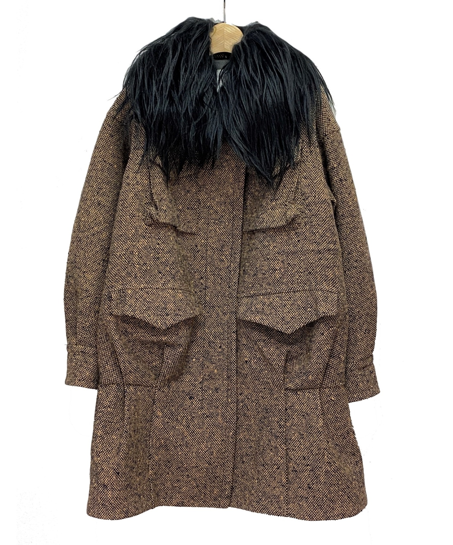 中古・古着通販】sacai (サカイ) GOATファーツイードミリタリーコート 