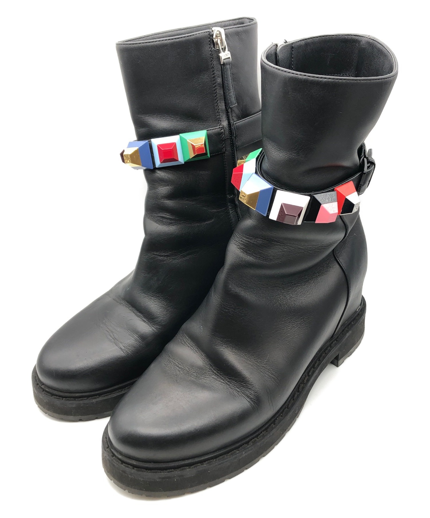FENDI フェンディ レディース レザー スタッズ ショートブーツ FENDI 
