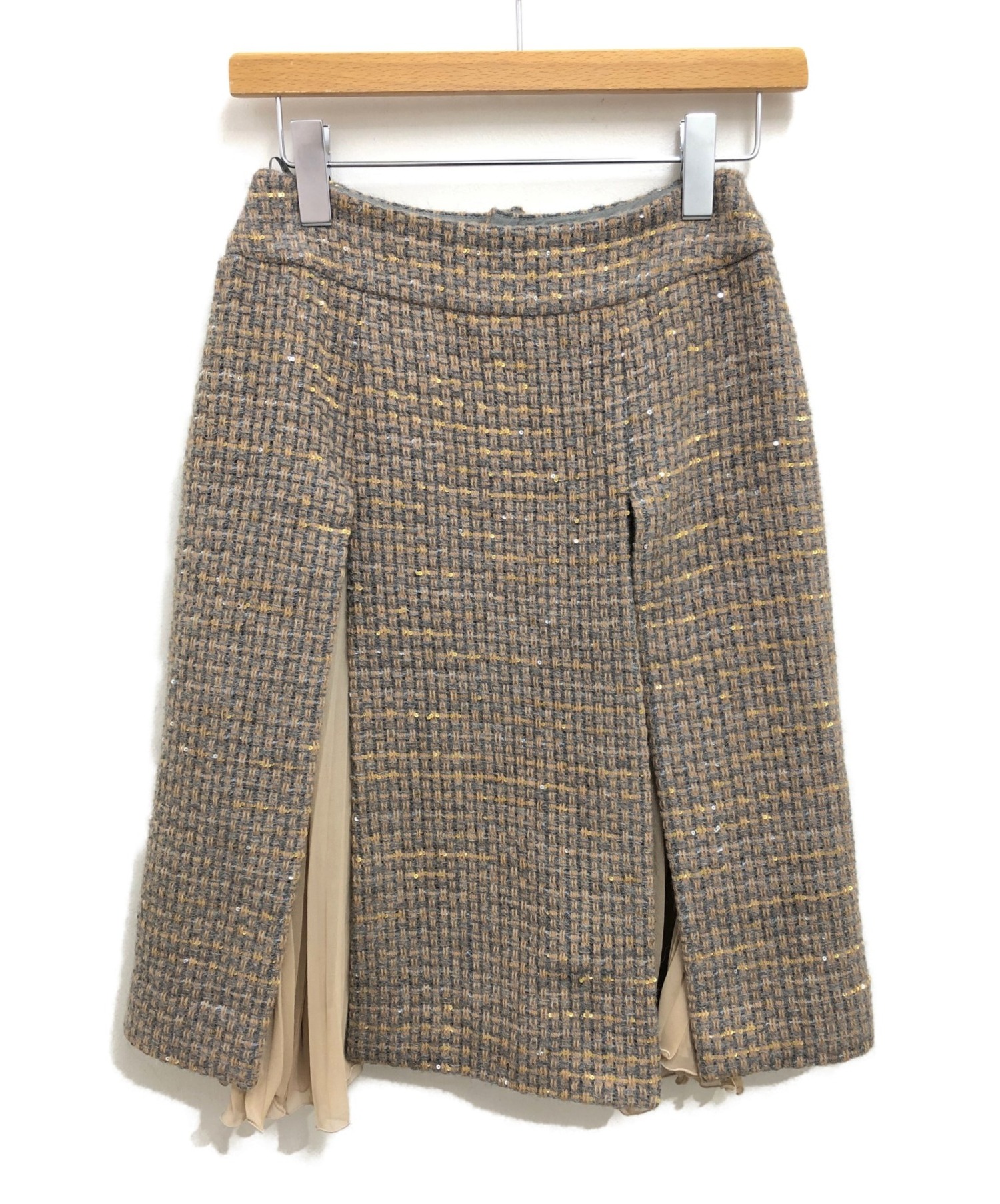 シャネル　ツイードスカート 中古・古着通販】CHANEL (シャネル) ツイードスカート ベージュ サイズ