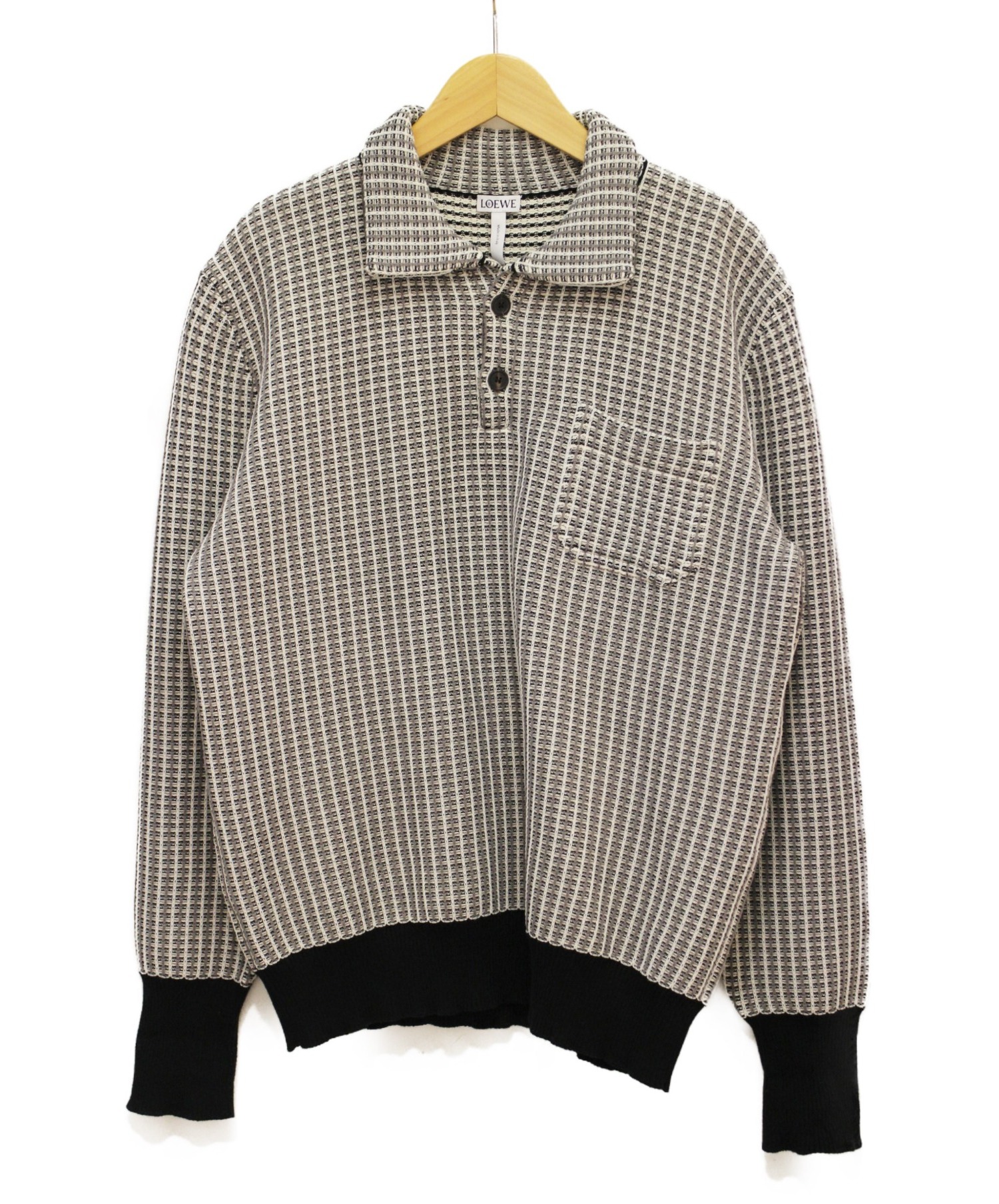 中古・古着通販】LOEWE (ロエベ) ニットポロシャツ グレー サイズ:M 