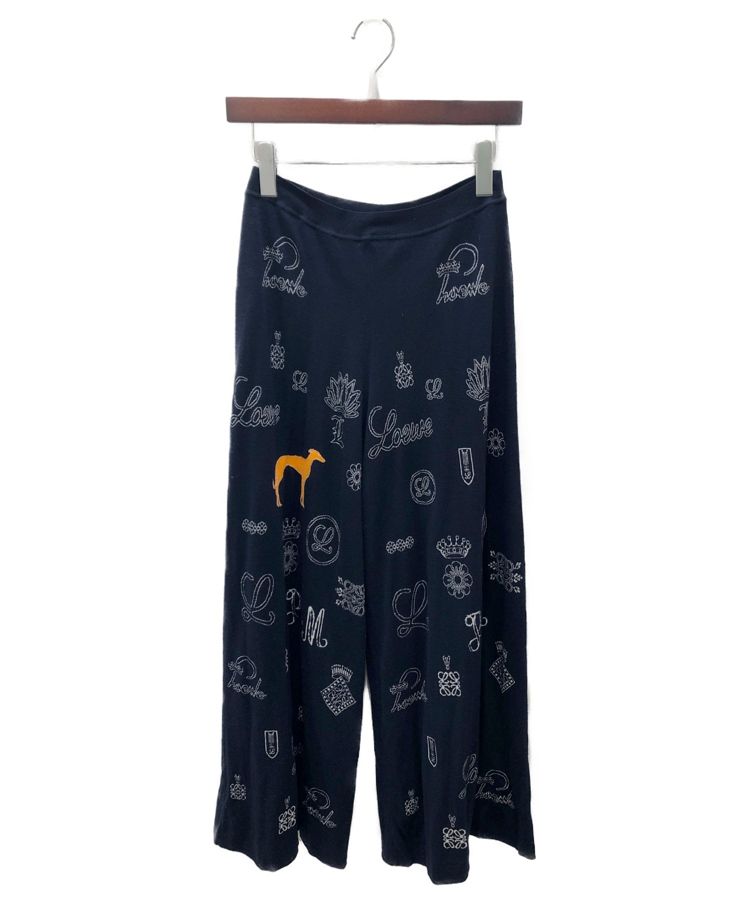 中古・古着通販】LOEWE (ロエベ) 総柄ニットワイドパンツ ネイビー 