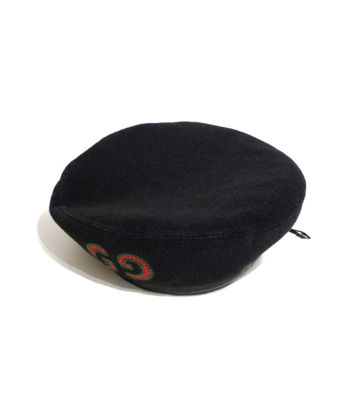 Gucci ベレー帽 黒と赤 GGロゴ 中古・古着通販】GUCCI (グッチ) ベレー帽 ブラック サイズ:S