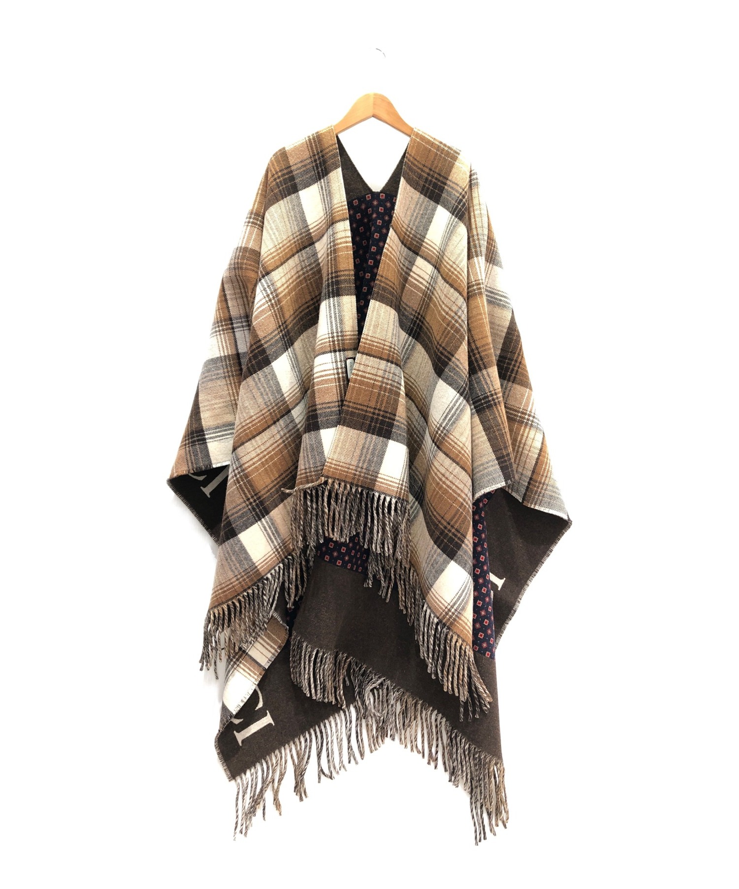 中古・古着通販】GUCCI (グッチ) リバーシブルポンチョ ブラウン