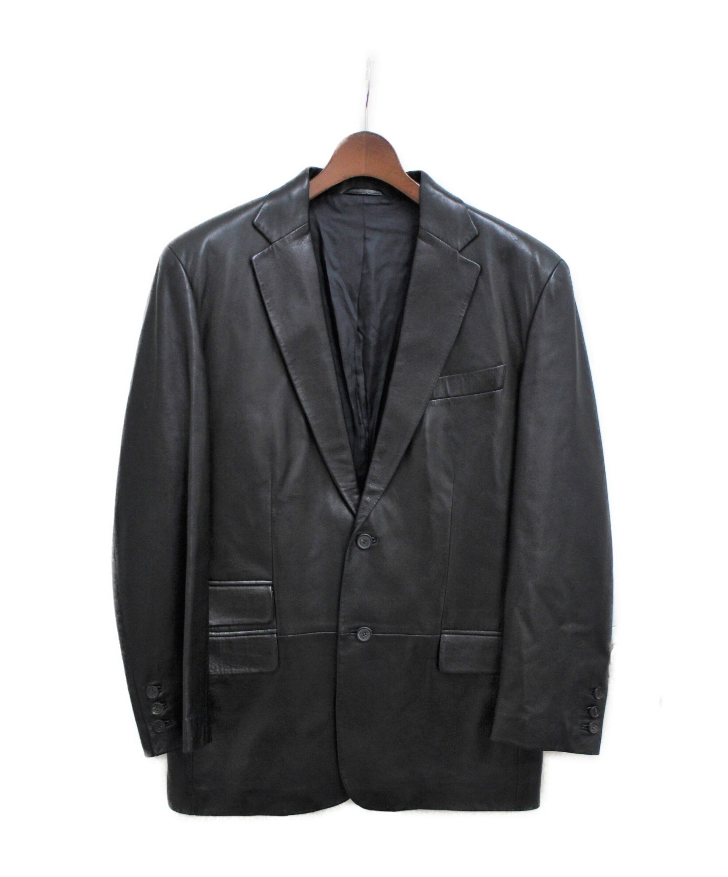 gucci レザーテーラードジャケット 中古・古着通販】GUCCI (グッチ) レザーテーラードジャケット ブラック