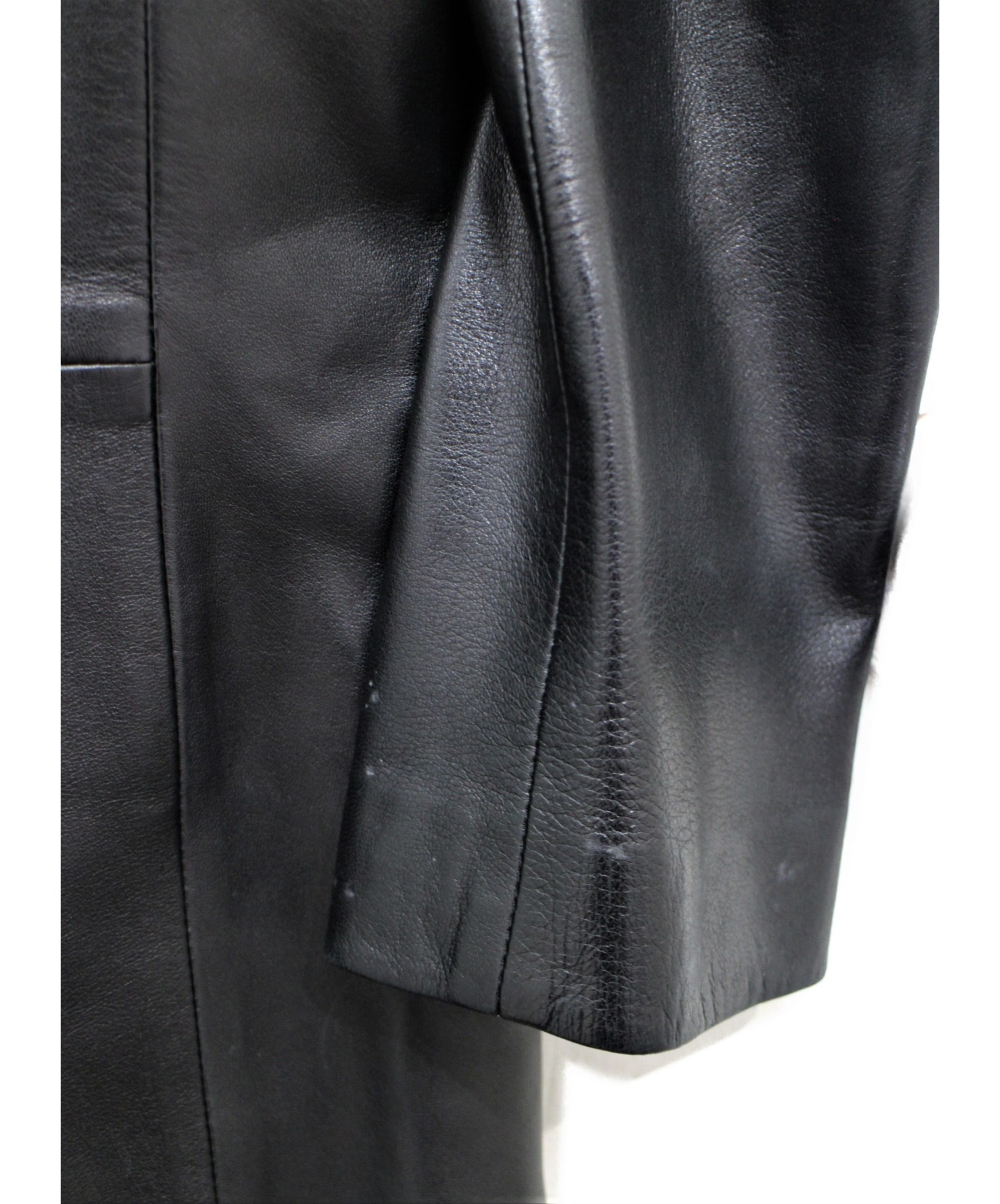 中古・古着通販】GUCCI (グッチ) レザーテーラードジャケット ブラック