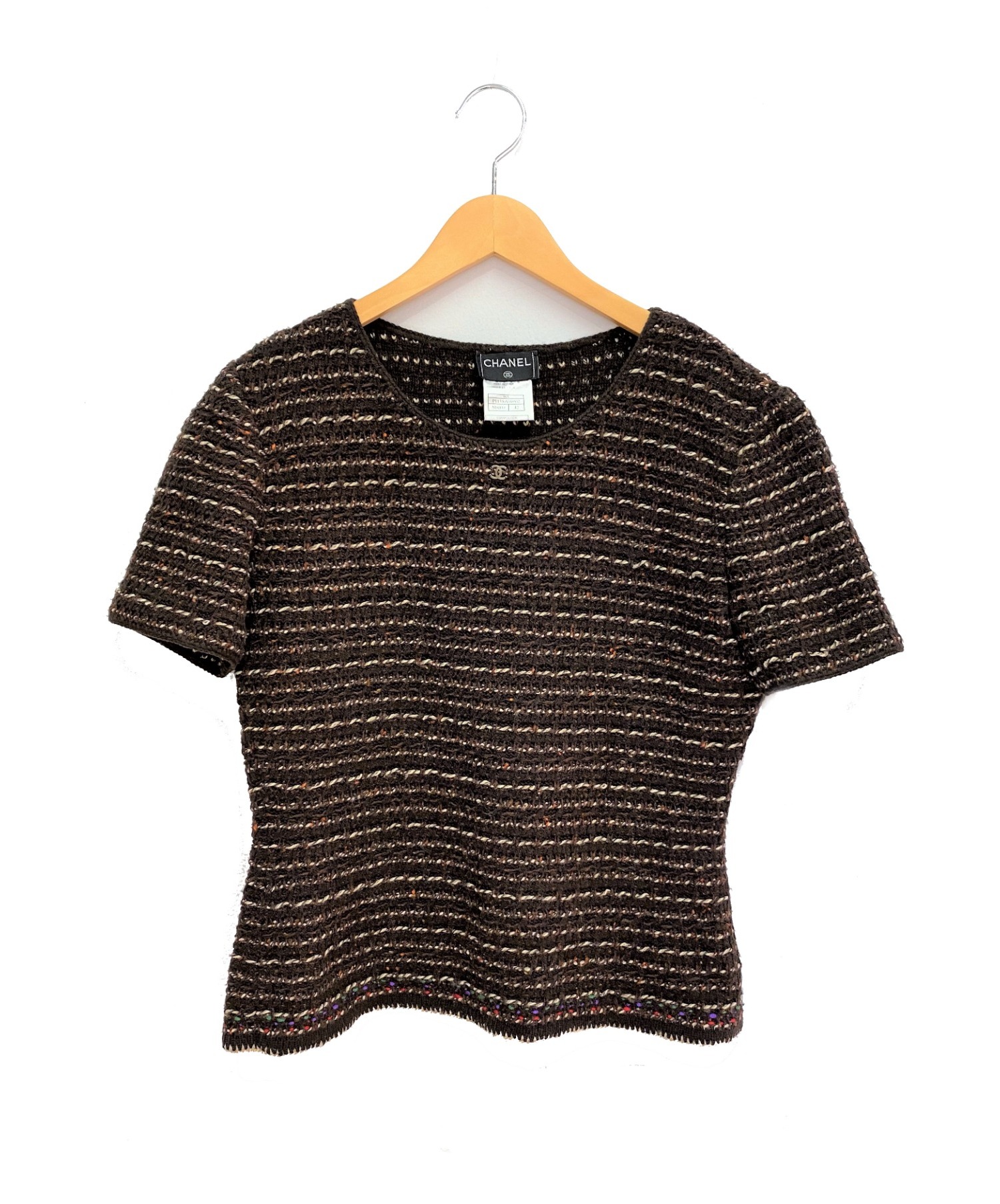 中古・古着通販】CHANEL (シャネル) ショートスリーブニット ブラウン