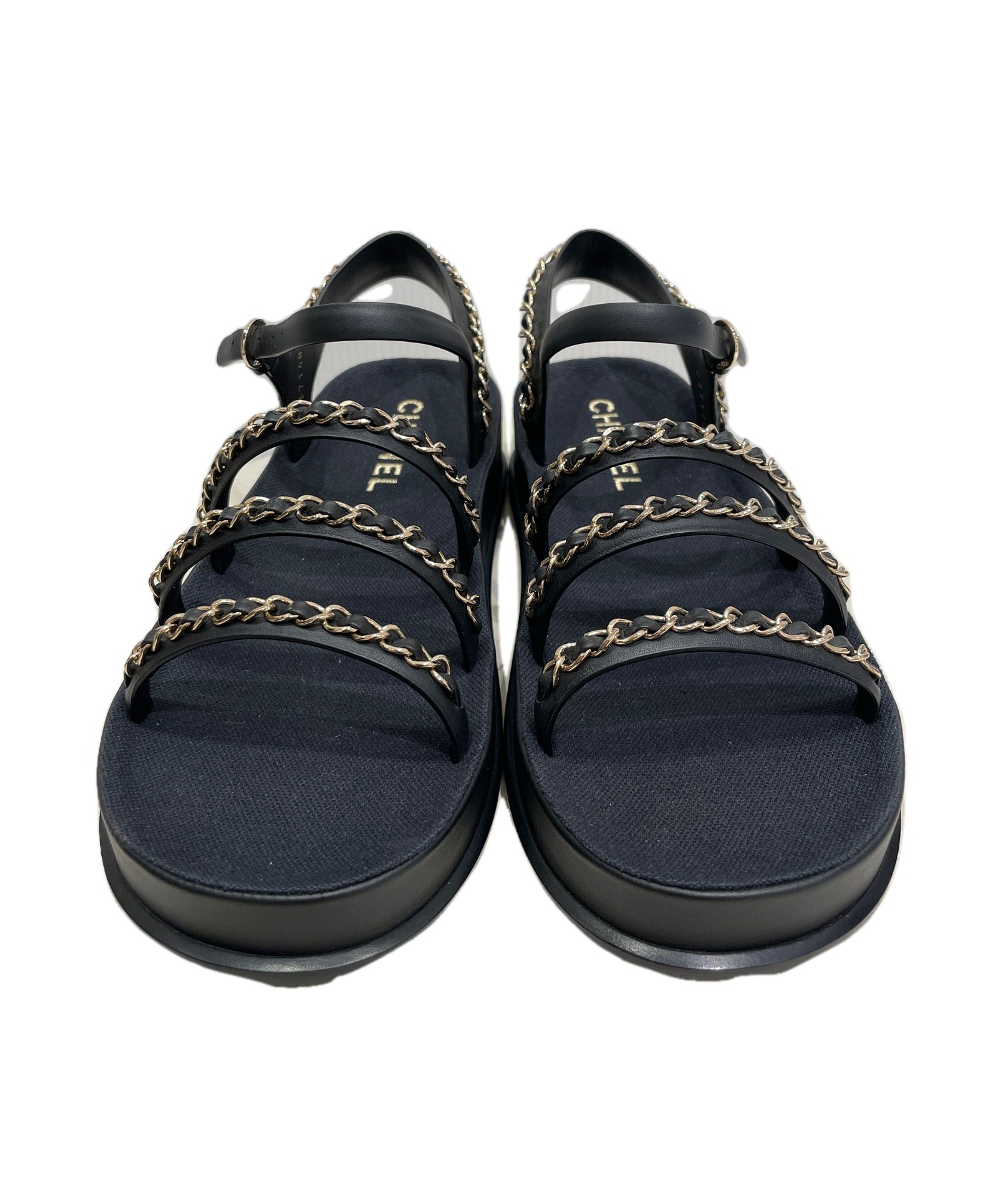 中古・古着通販】CHANEL (シャネル) チェーンサンダル ブラック サイズ