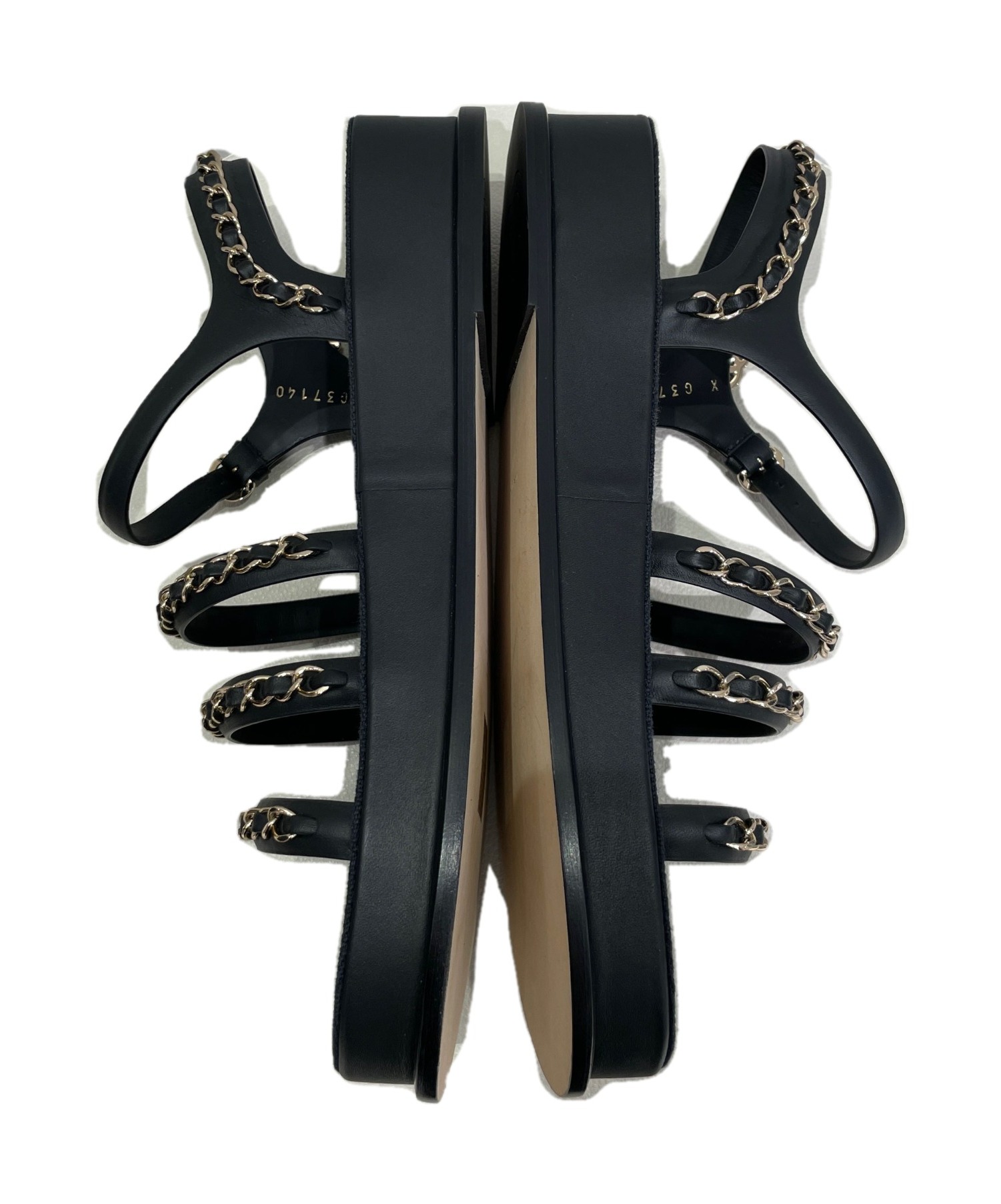 中古・古着通販】CHANEL (シャネル) チェーンサンダル ブラック サイズ