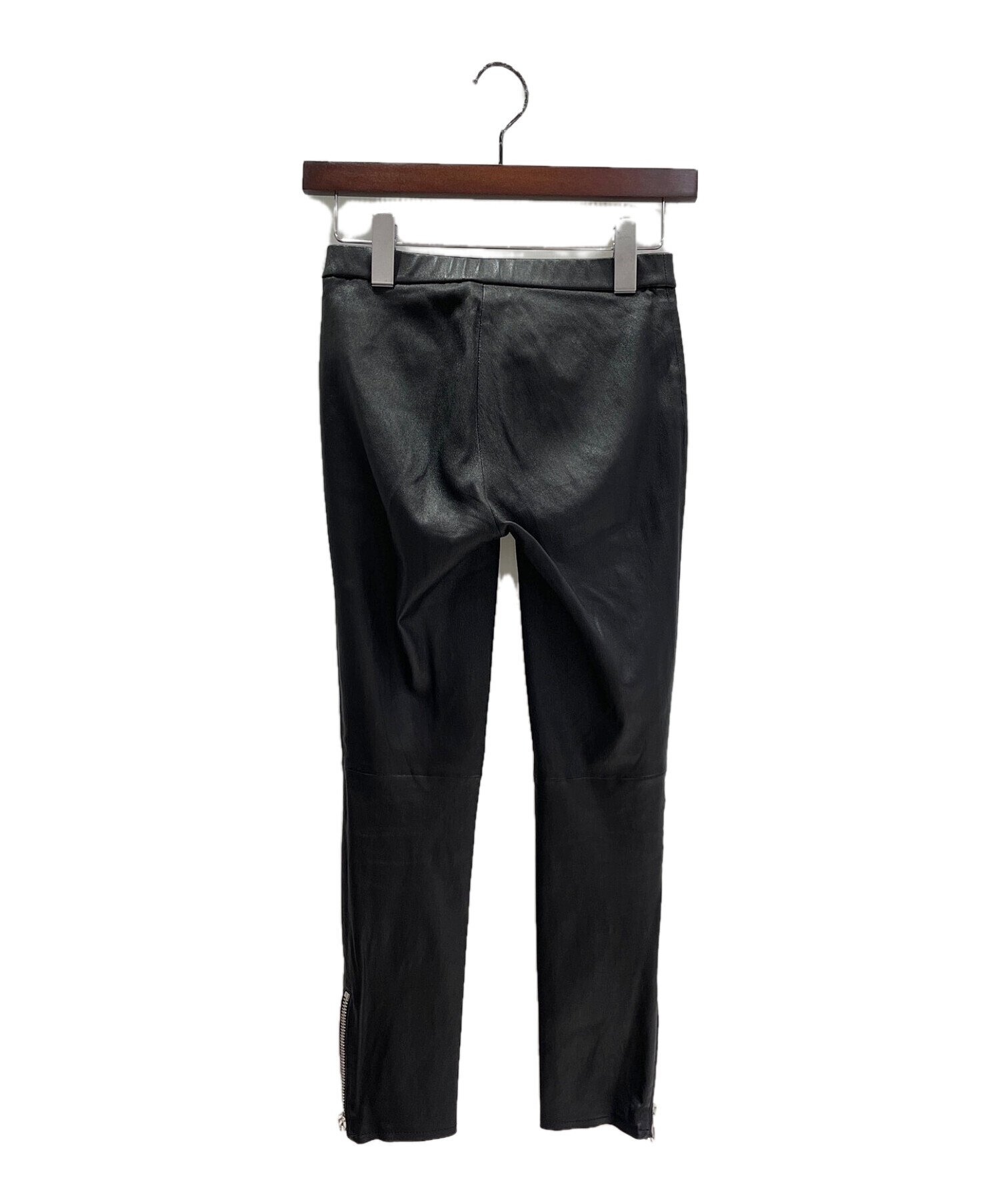 GUCCI レザー コットン ハイブリッドパンツ スキニー　254084 中古・古着通販】GUCCI (グッチ) レザースキニーパンツ ブラック