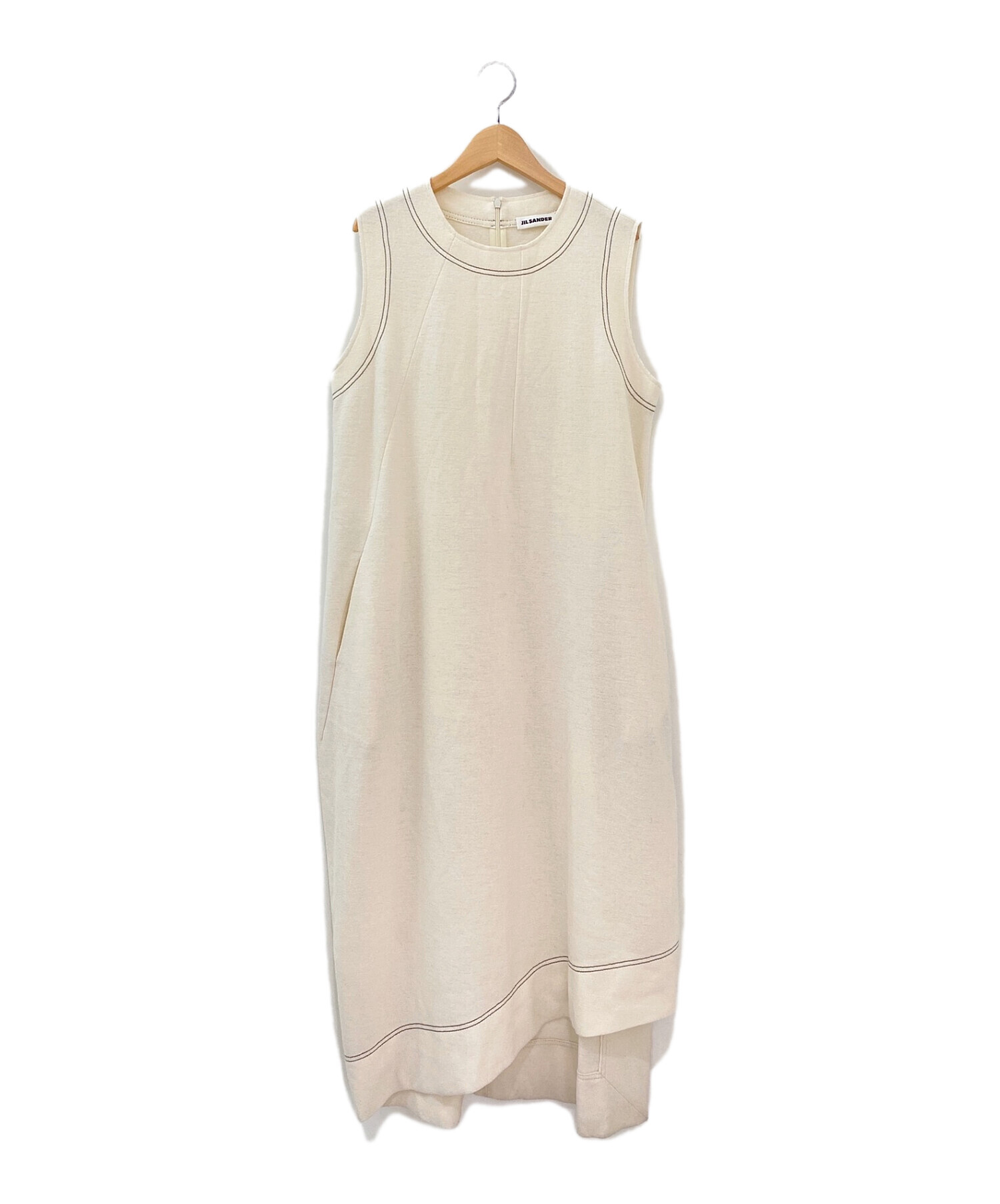 JIL SANDER ノースリーブワンピース S モスグリーン ウールカシミヤ