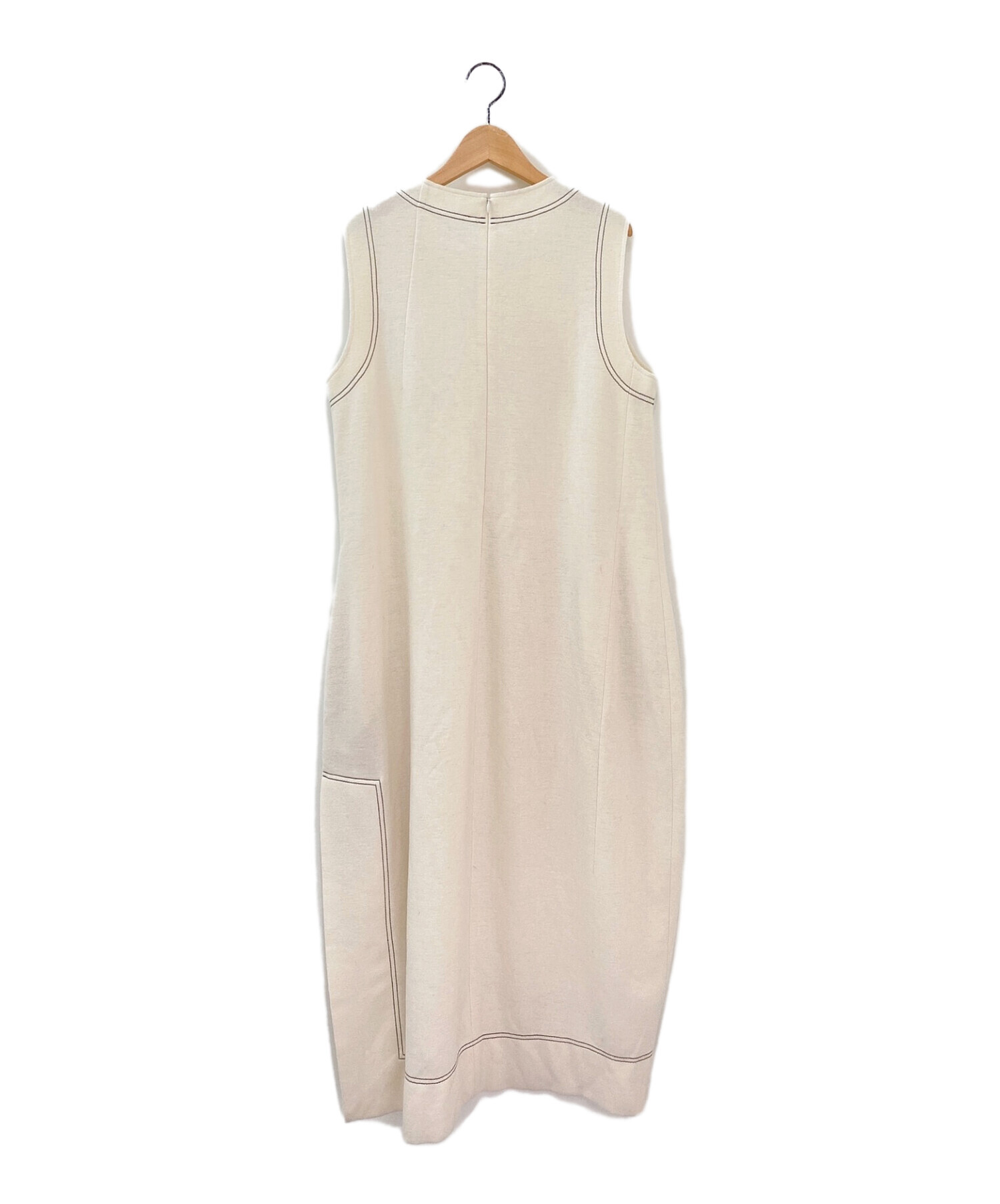 JIL SANDER ホワイト ノースリーブ ワンピース 中古・古着通販】JIL SANDER (ジルサンダー) ウールノースリーブ