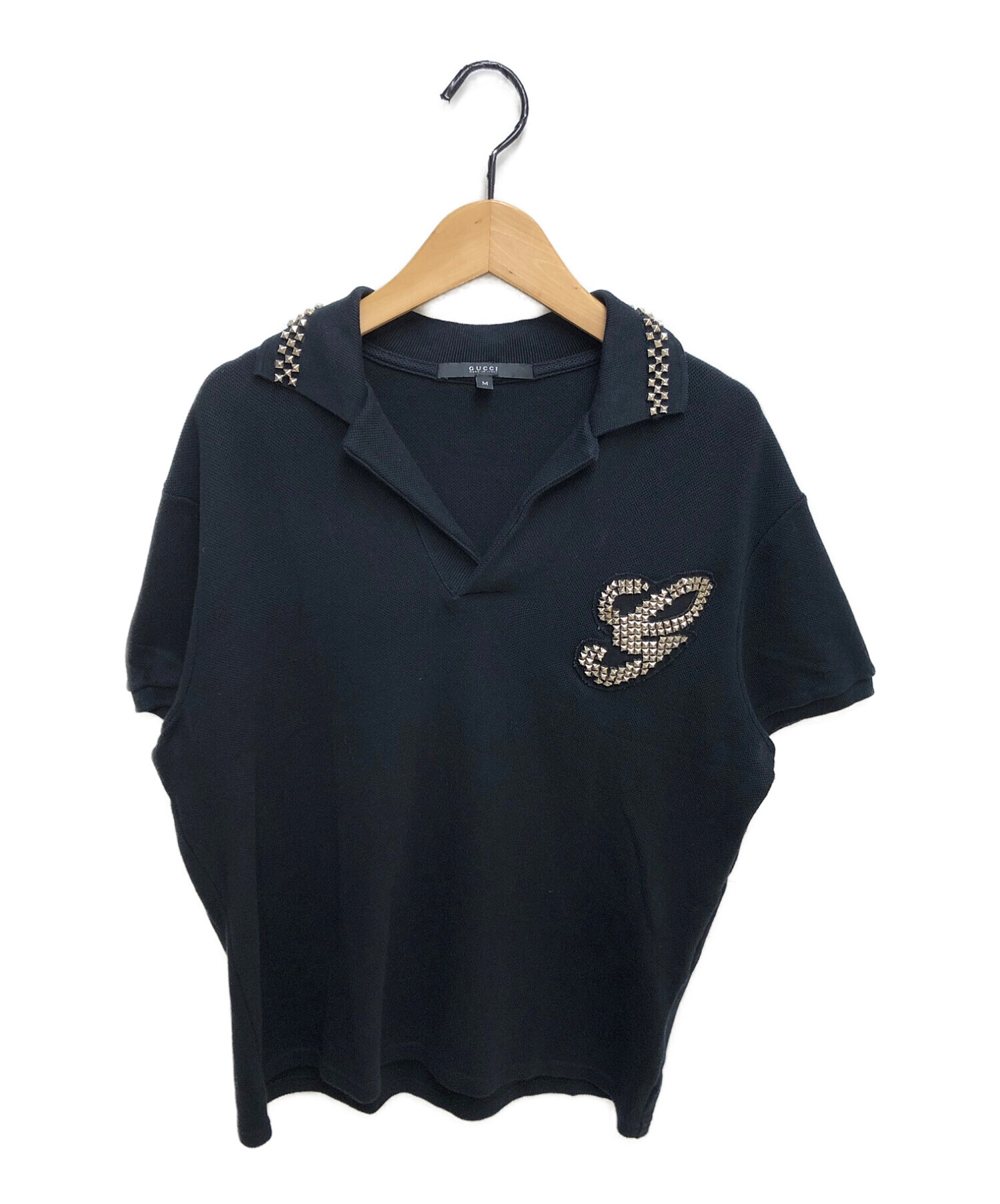 中古・古着通販】GUCCI (グッチ) スタッズポロシャツ ブラック サイズ