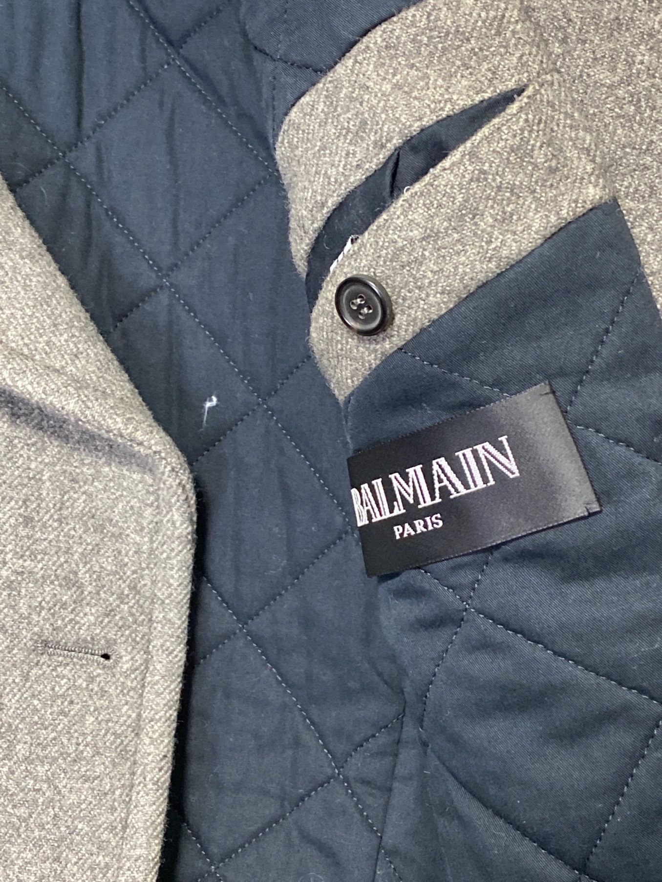 中古・古着通販】BALMAIN (バルマン) ナポレオンPコート グレー サイズ