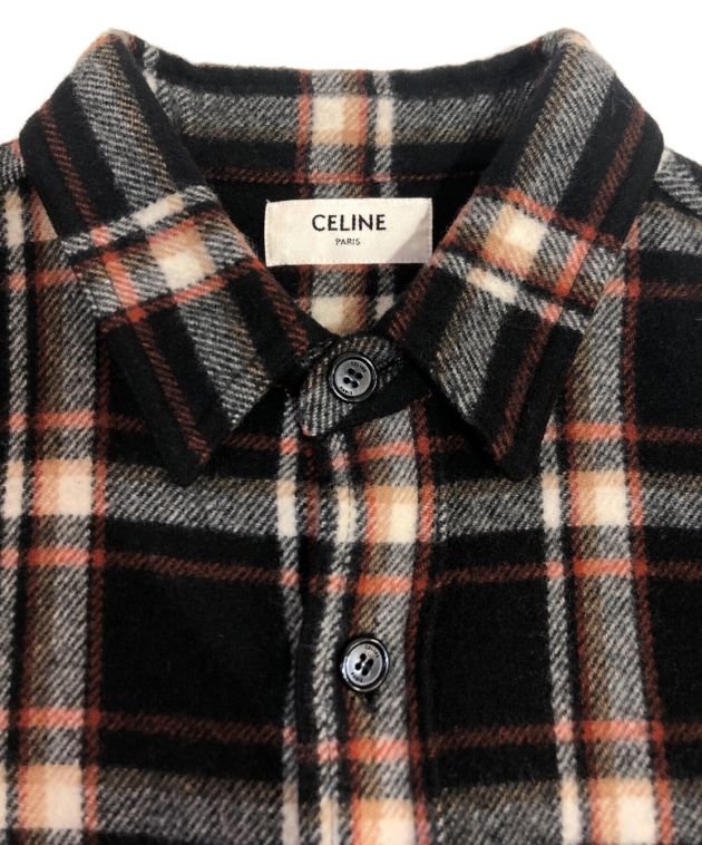 セリーヌ　トリンオフ　長袖シャツ　Lサイズ　ウール　チェック 中古・古着通販】CELINE (セリーヌ) 21AW チェック ルーズシャツ