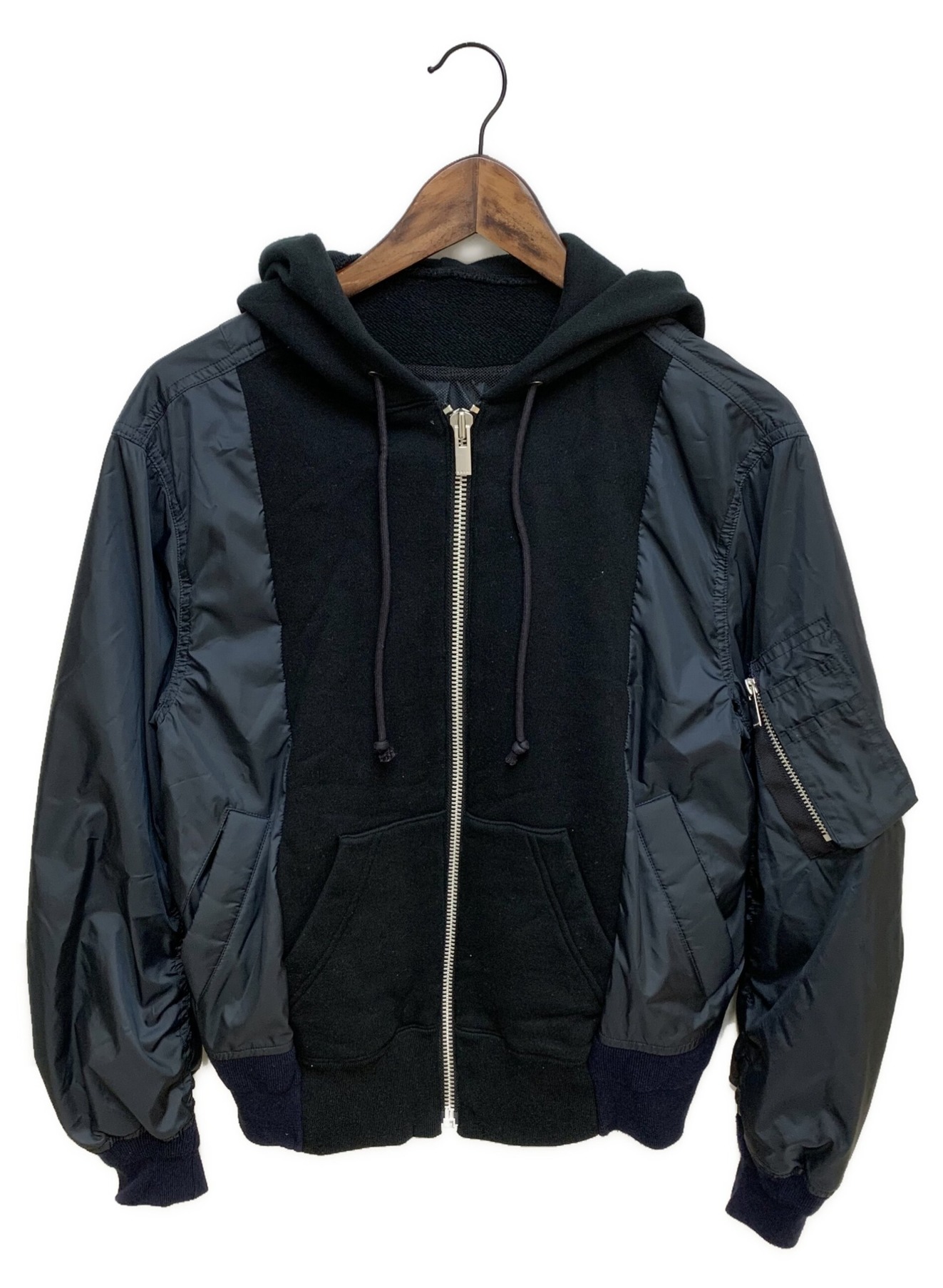 中古・古着通販】sacai (サカイ) MA-1ドッキングパーカー ブラック 