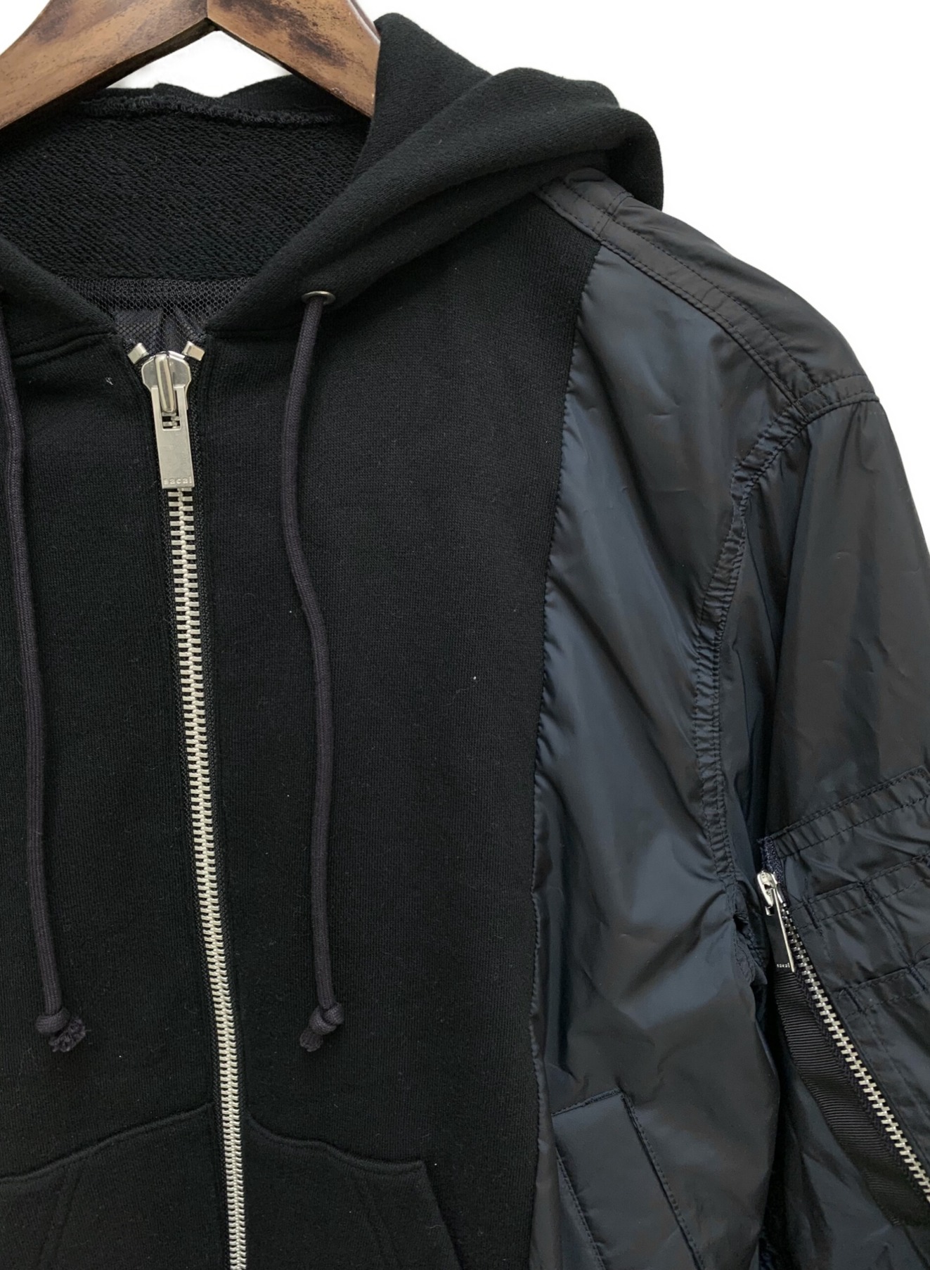 中古・古着通販】sacai (サカイ) MA-1ドッキングパーカー ブラック 