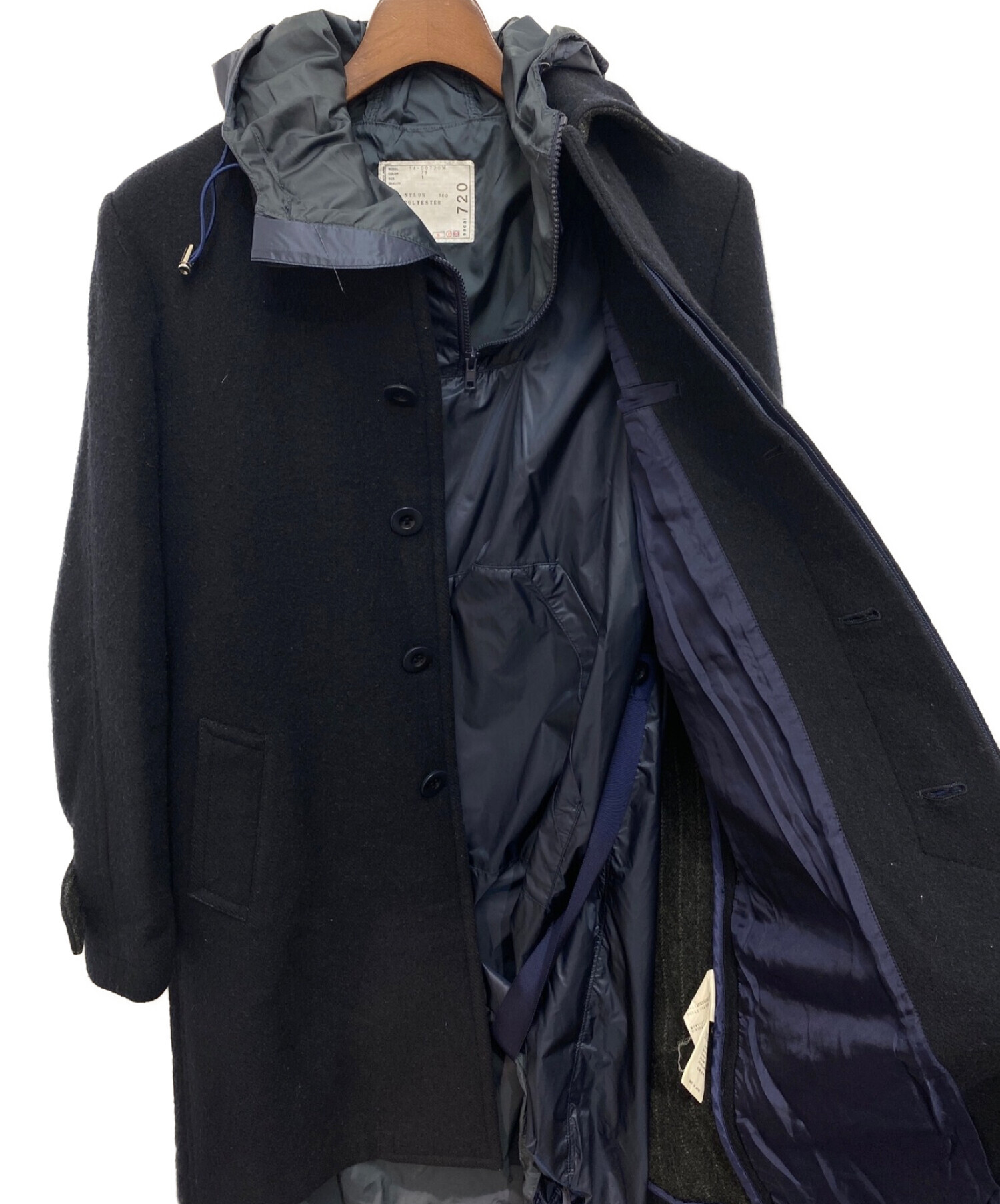 中古・古着通販】sacai (サカイ) ライナー付コート ネイビー サイズ:1