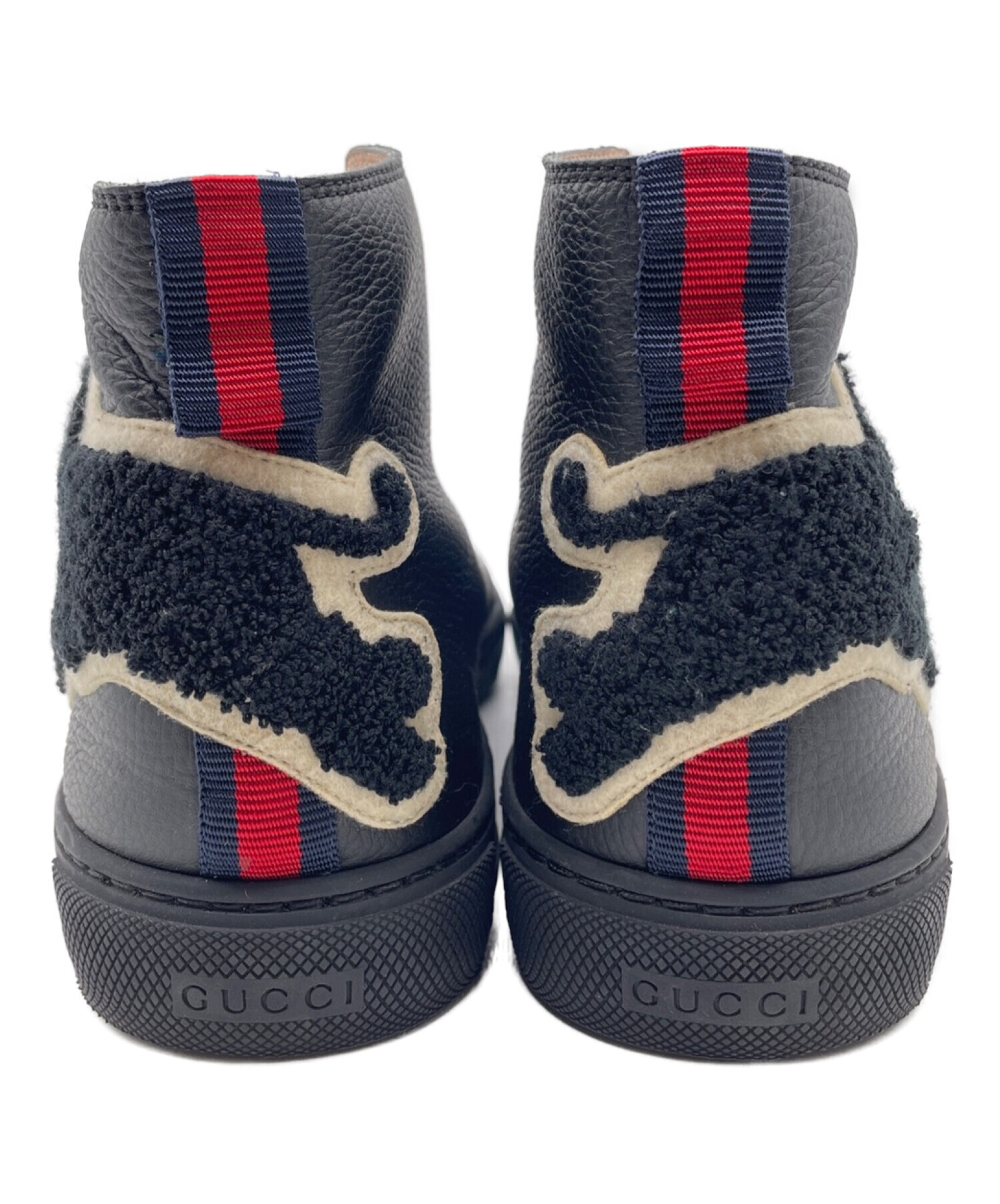 グッチ GUCCI スニーカー ミドルカット レザー 27.5cm 黒 ブラック 