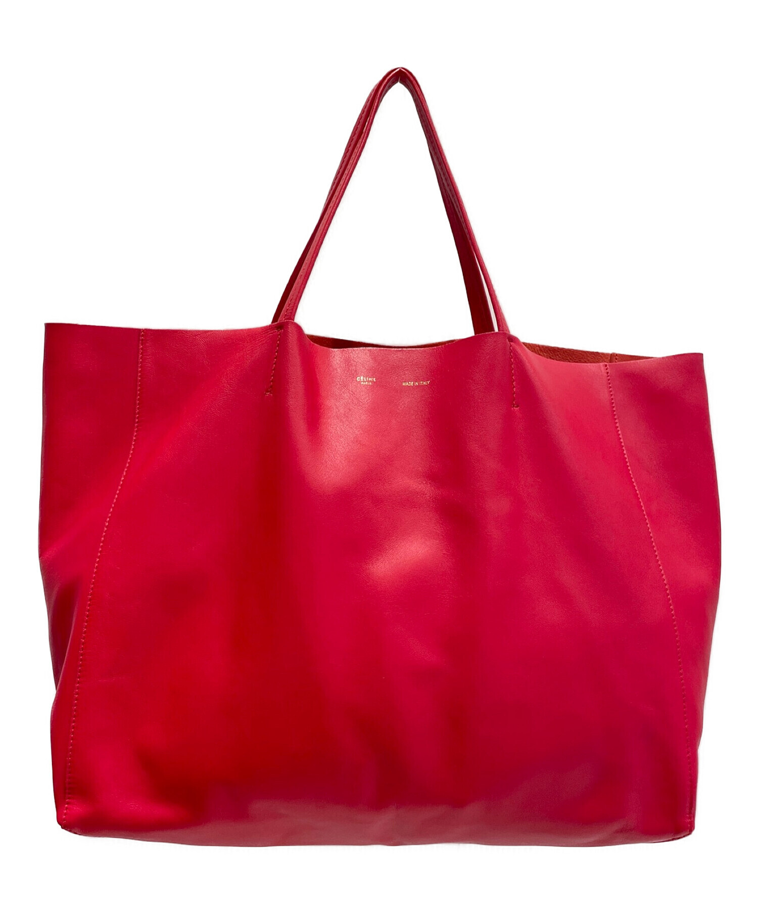 希少 セリーヌ ホリゾンタルカバ 大容量 オールレザー ワインレッド 旧ロゴ 中古・古着通販】CELINE (セリーヌ) ホリゾンタルカバ レッド サイズ