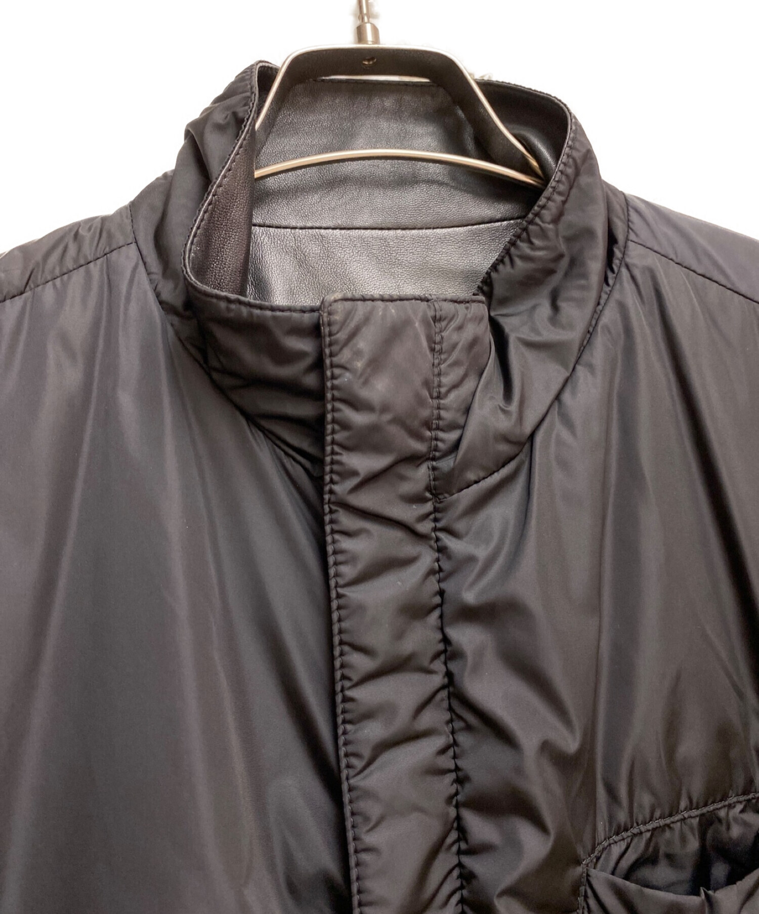 中古・古着通販】PRADA (プラダ) リバーシブルレザーブルゾン ブラック 