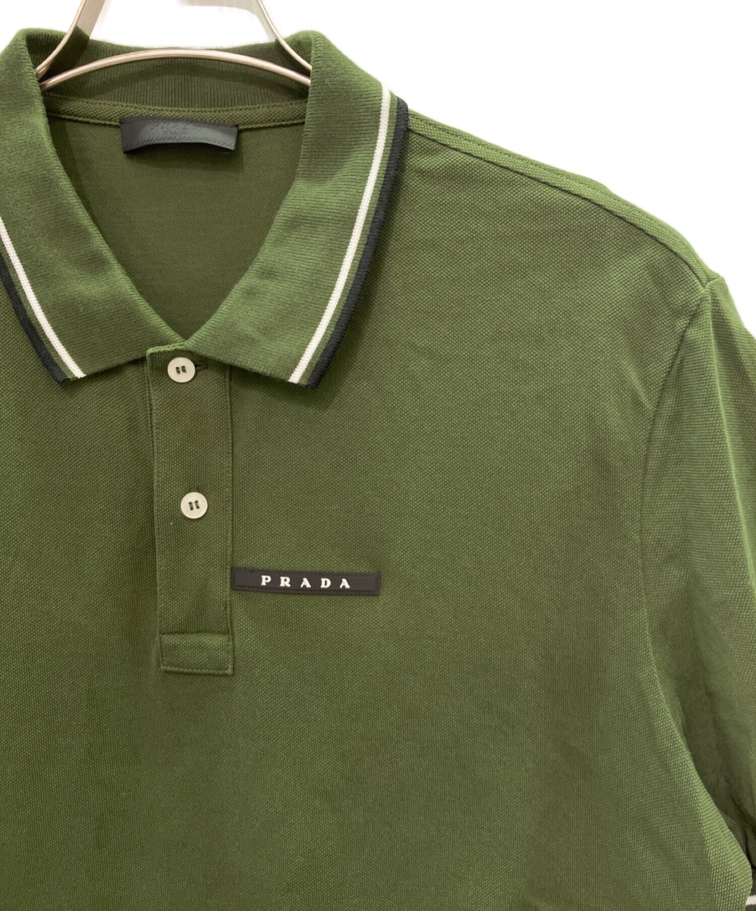 PRADA ダークグリーン ポロシャツ 中古・古着通販】PRADA (プラダ) ポロシャツ グリーン サイズ:XXL