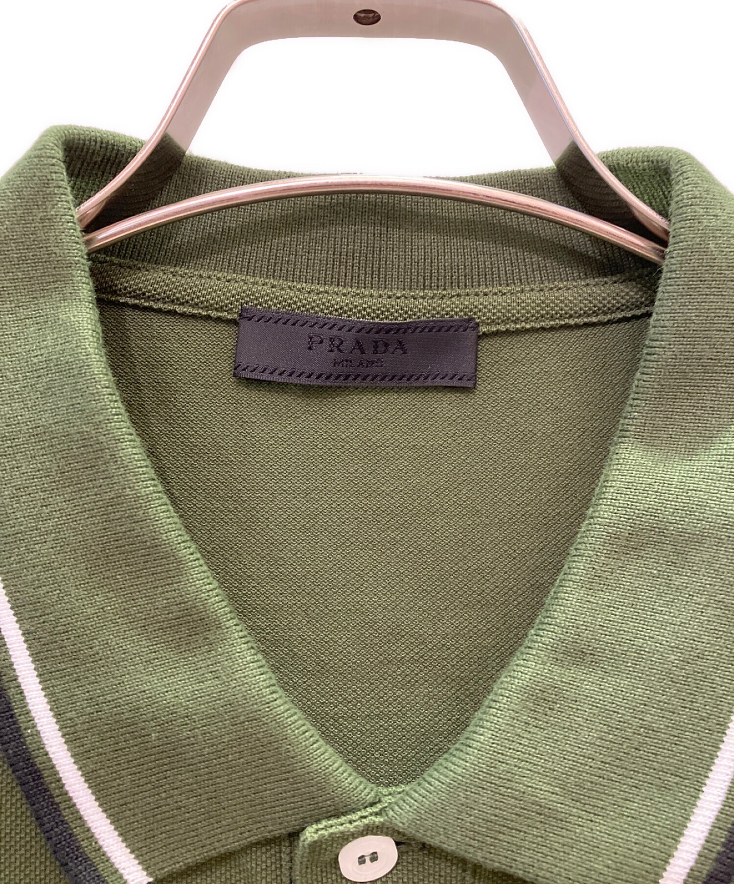 PRADA オリーブグリーン ポロシャツ 中古・古着通販】PRADA (プラダ) ポロシャツ グリーン サイズ:XXL