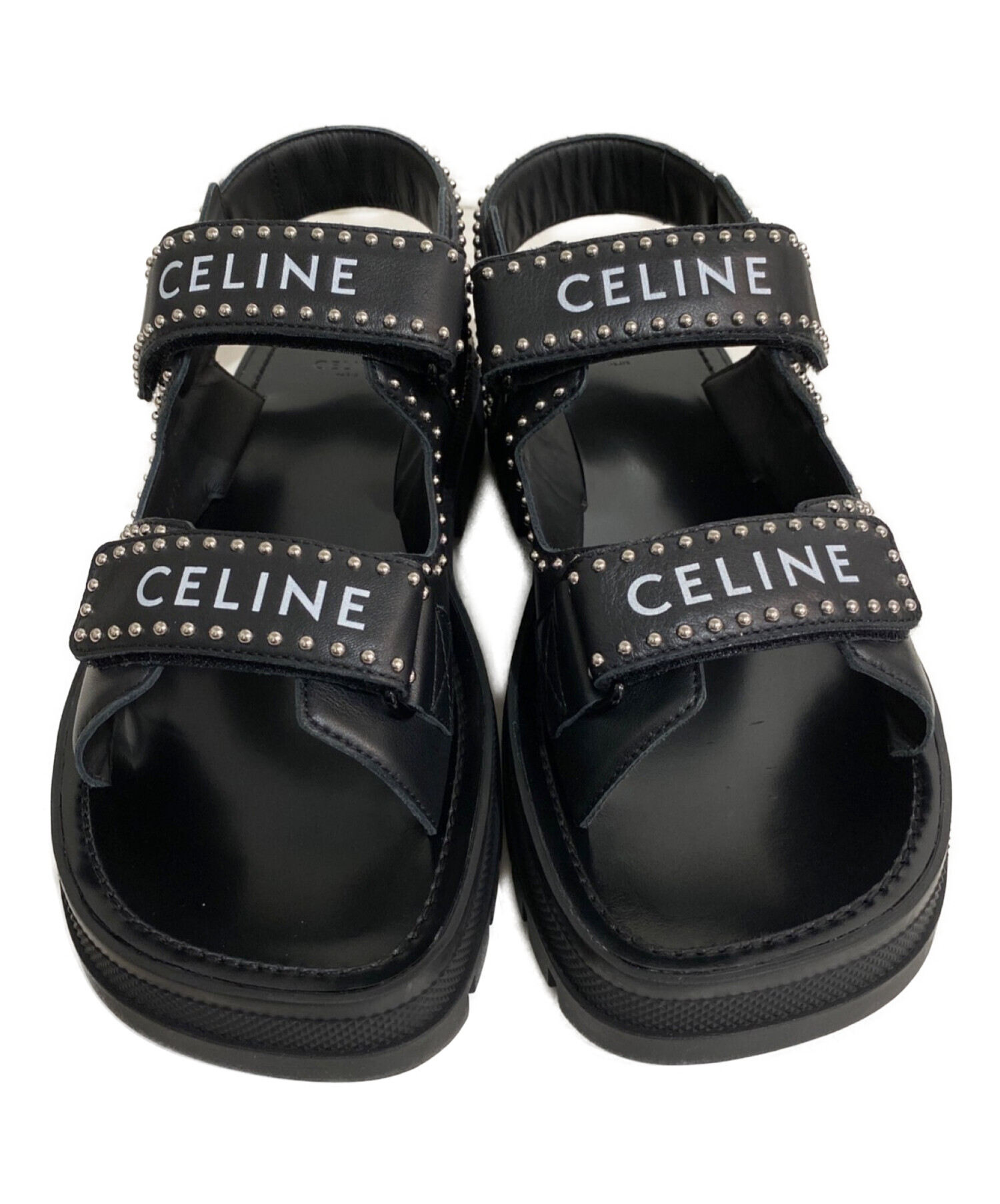 42サイズ CELINE セリーヌ スタッズ レオ ベルクロストラップサンダル