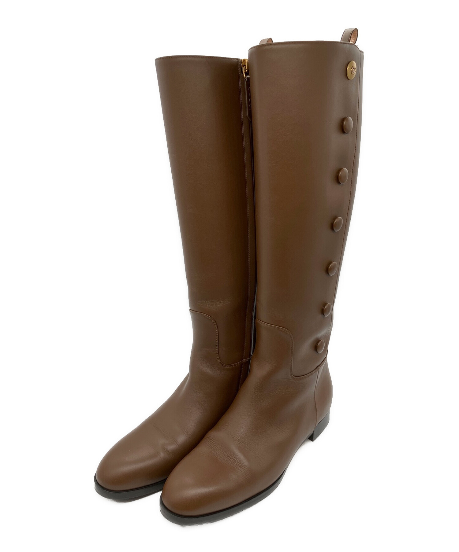 中古・古着通販】GUCCI (グッチ) サイドジップロゴ装飾ロングブーツ