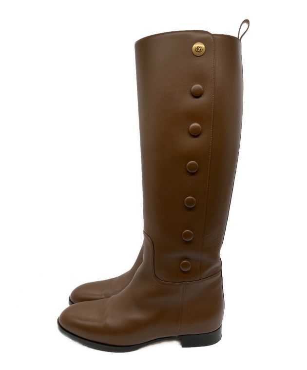 中古・古着通販】GUCCI (グッチ) サイドジップロゴ装飾ロングブーツ